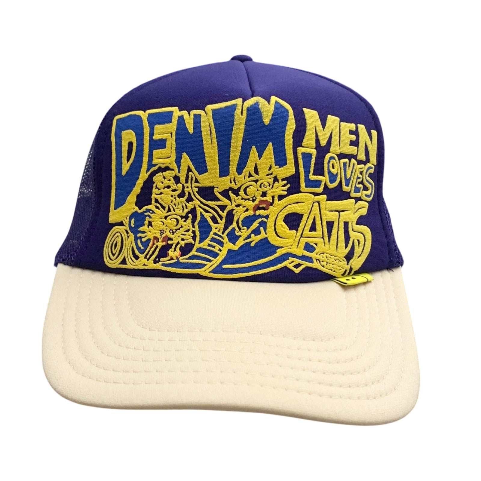 Kapital ‘Denim Men Loves Cats’ Mesh Trucker Cap Purple/Cream thumbnail 2