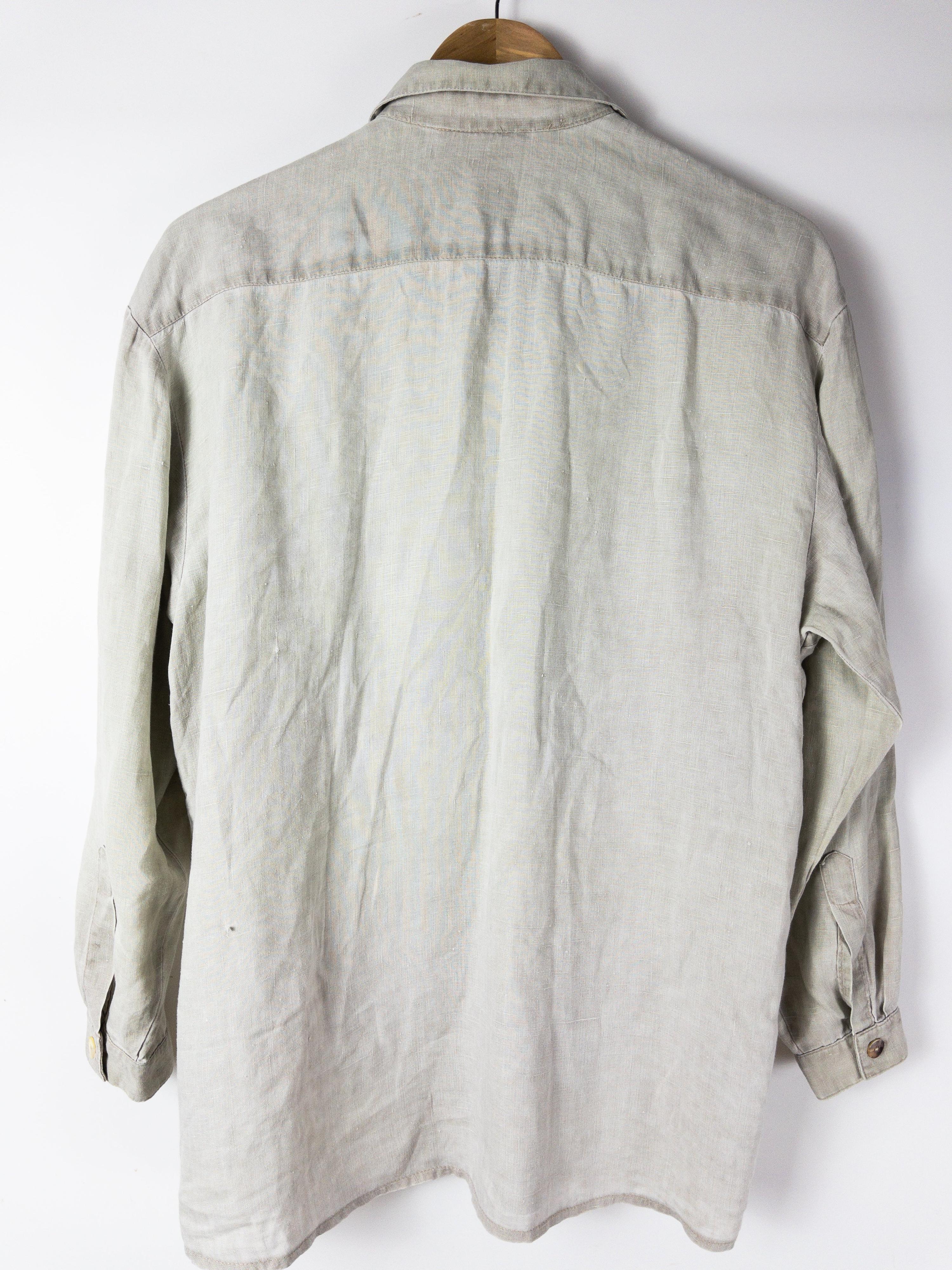 Vintage CUE Khaki Oversized Sage Linen Shirt Size 10 thumbnail 4