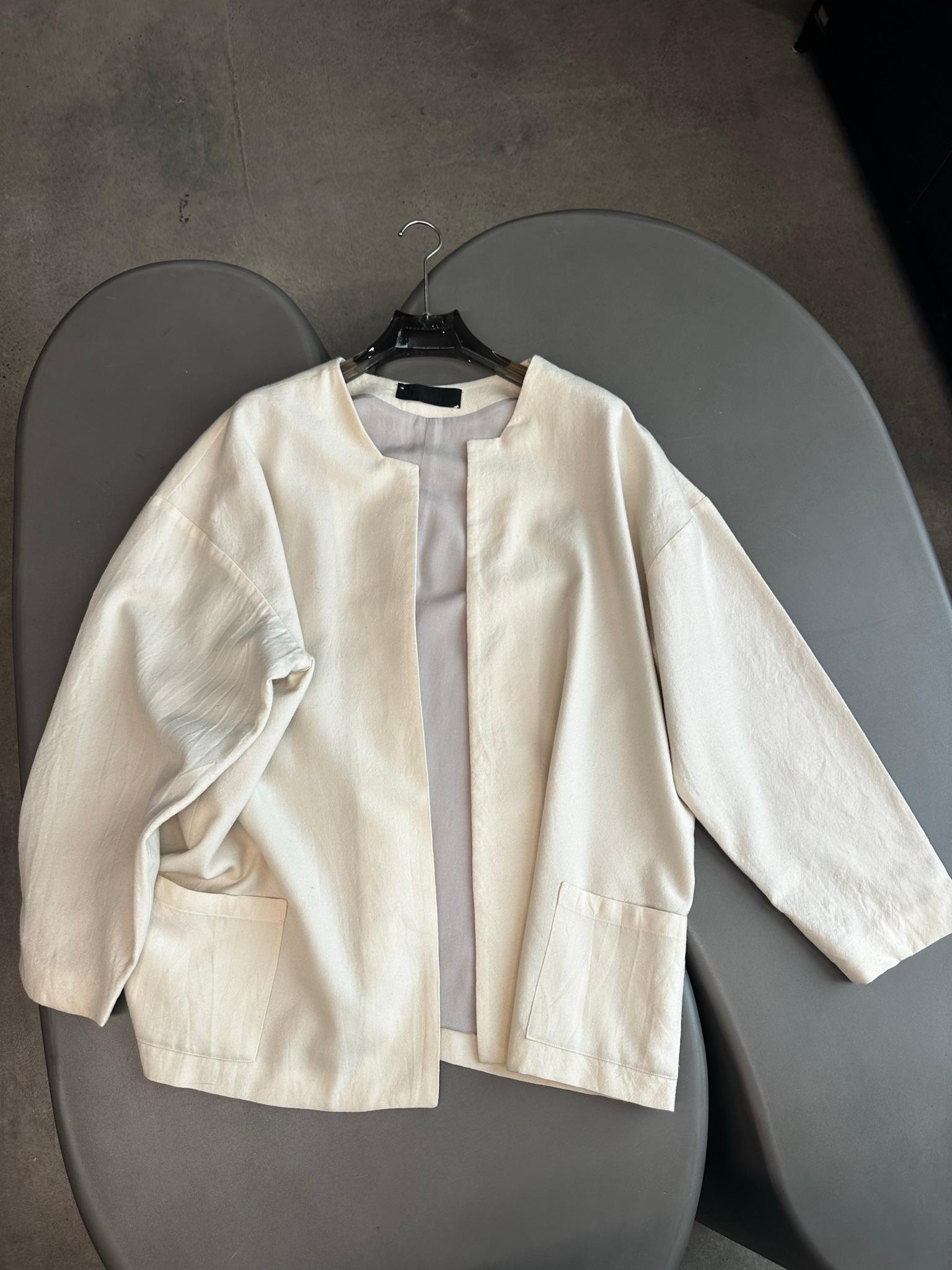 Haider Ackermann Collarless Wool Jacket Cream (Size 40)