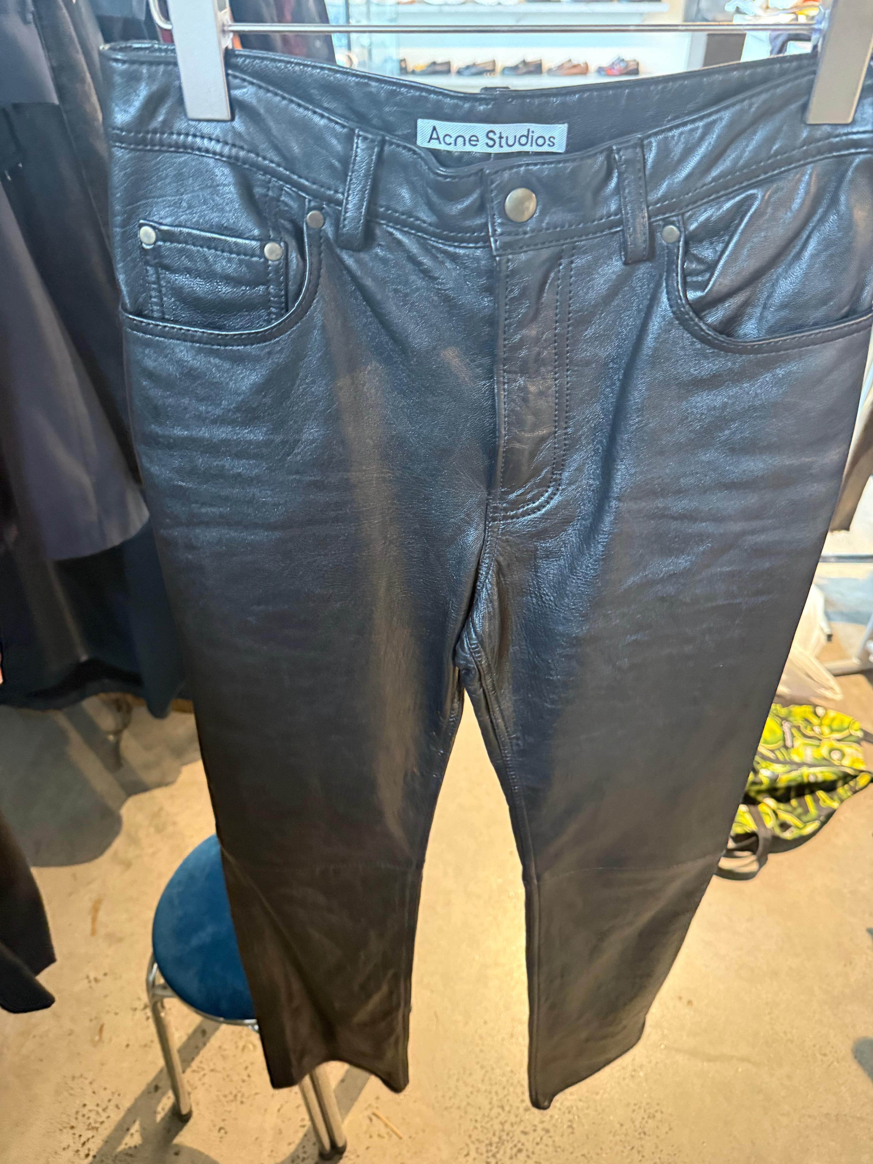 Acne Studios Straight-Leg Leather Pants (Size 36)