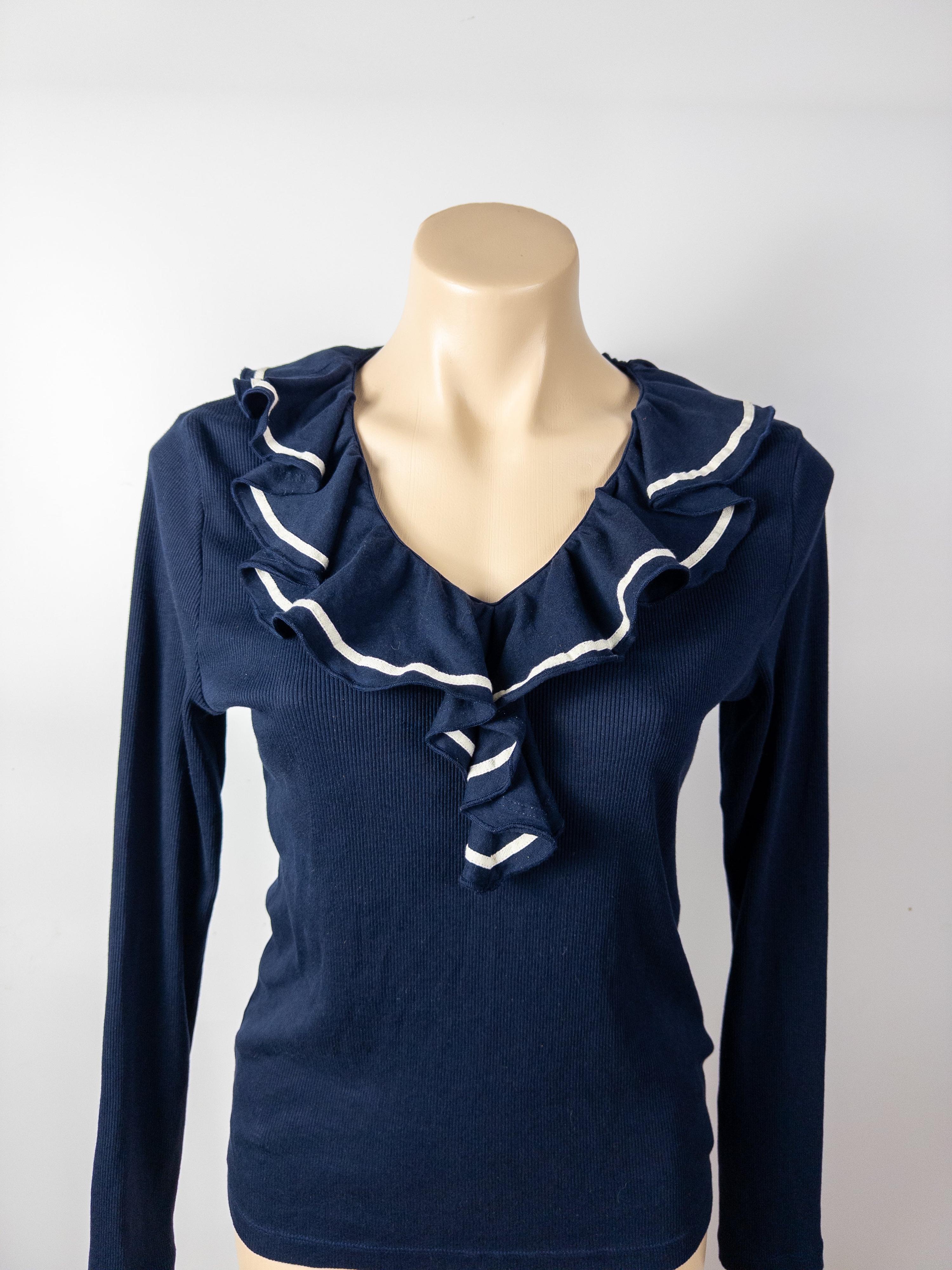 LAUREN By Ralph Lauren Navy Nautical Top M thumbnail 2