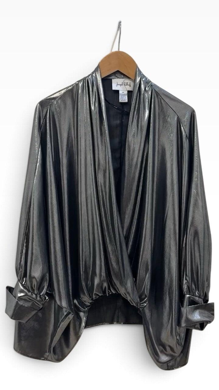 Joseph Ribkoff Silver Drape Blouse S