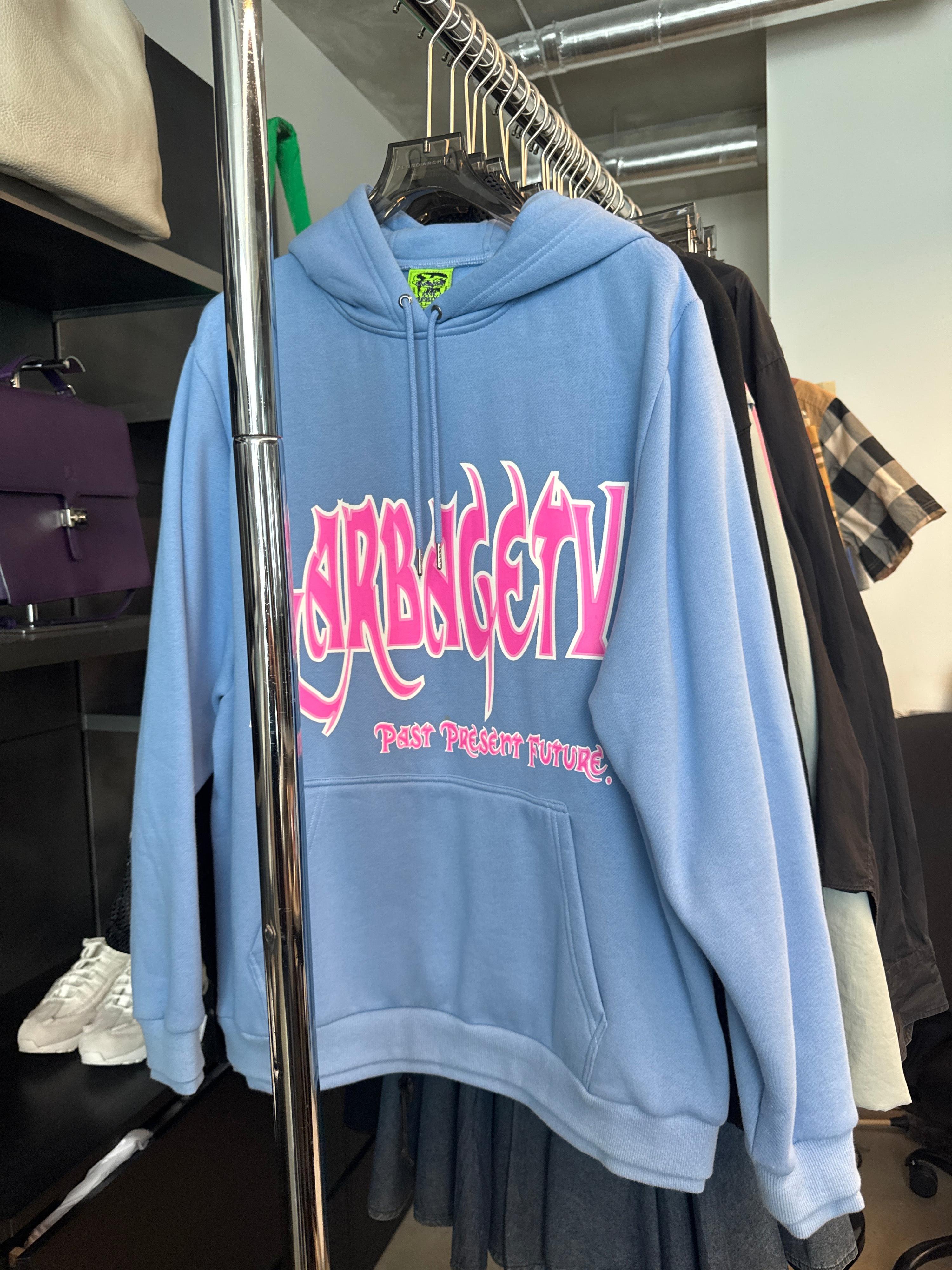 Garbage TV Graphic Hoodie Baby Blue (Size M)