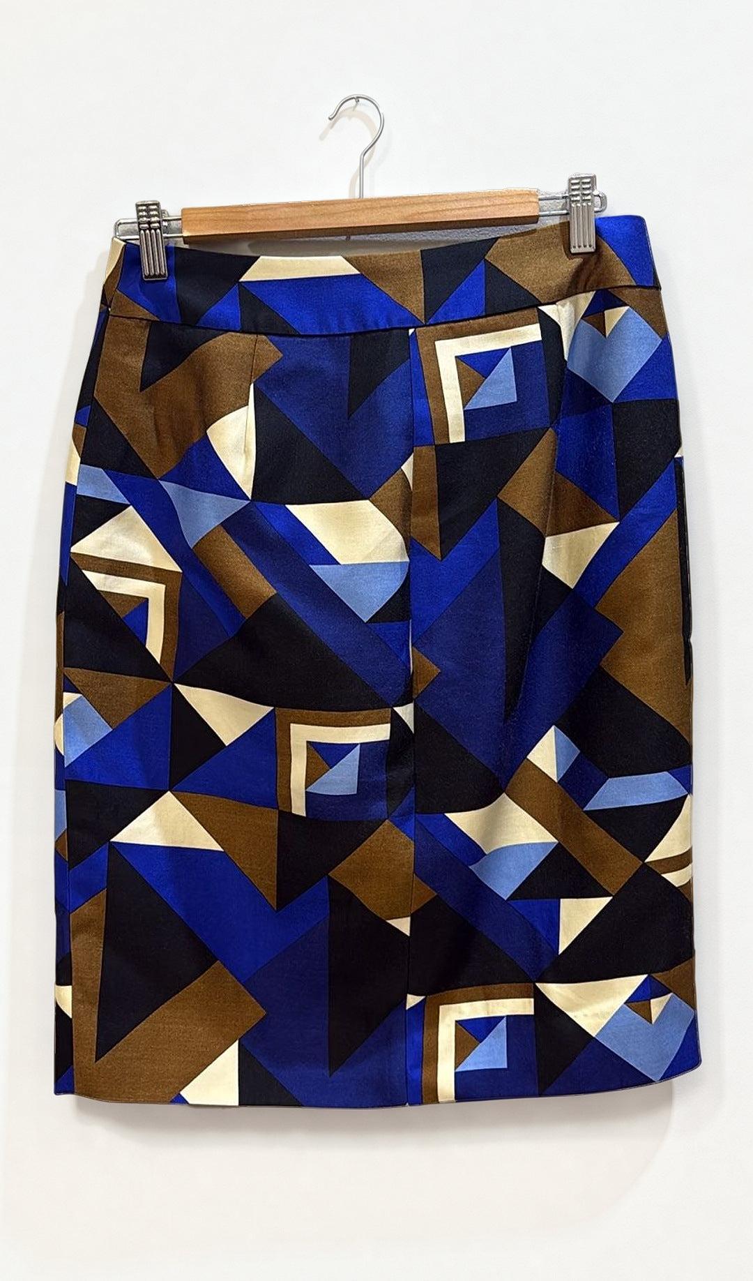 J.Crew Blue Geometric Skirt 4 thumbnail 2