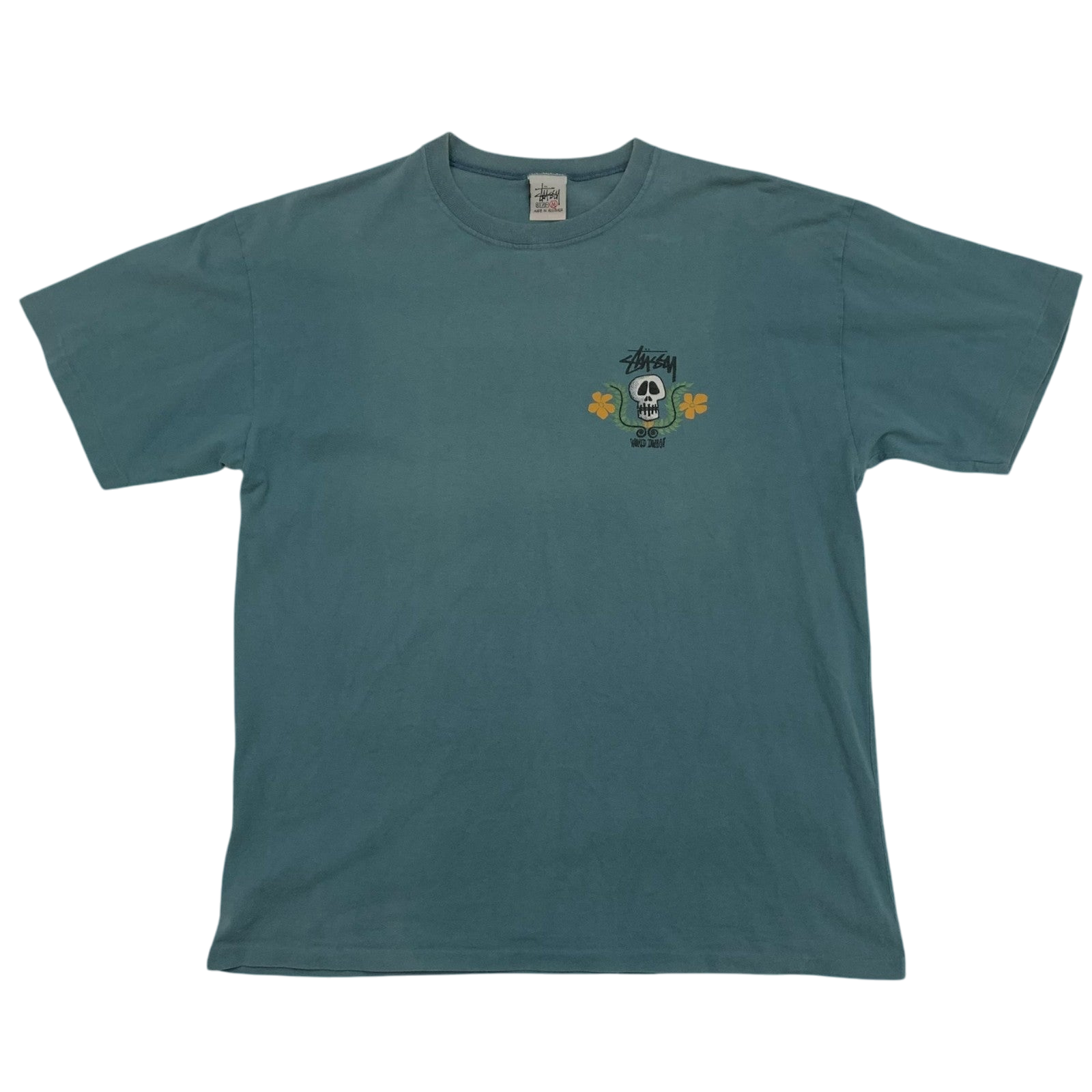 Stussy Vintage 00s Skull Crest T-Shirt Blue (Made in Aus) (Size M) thumbnail 2