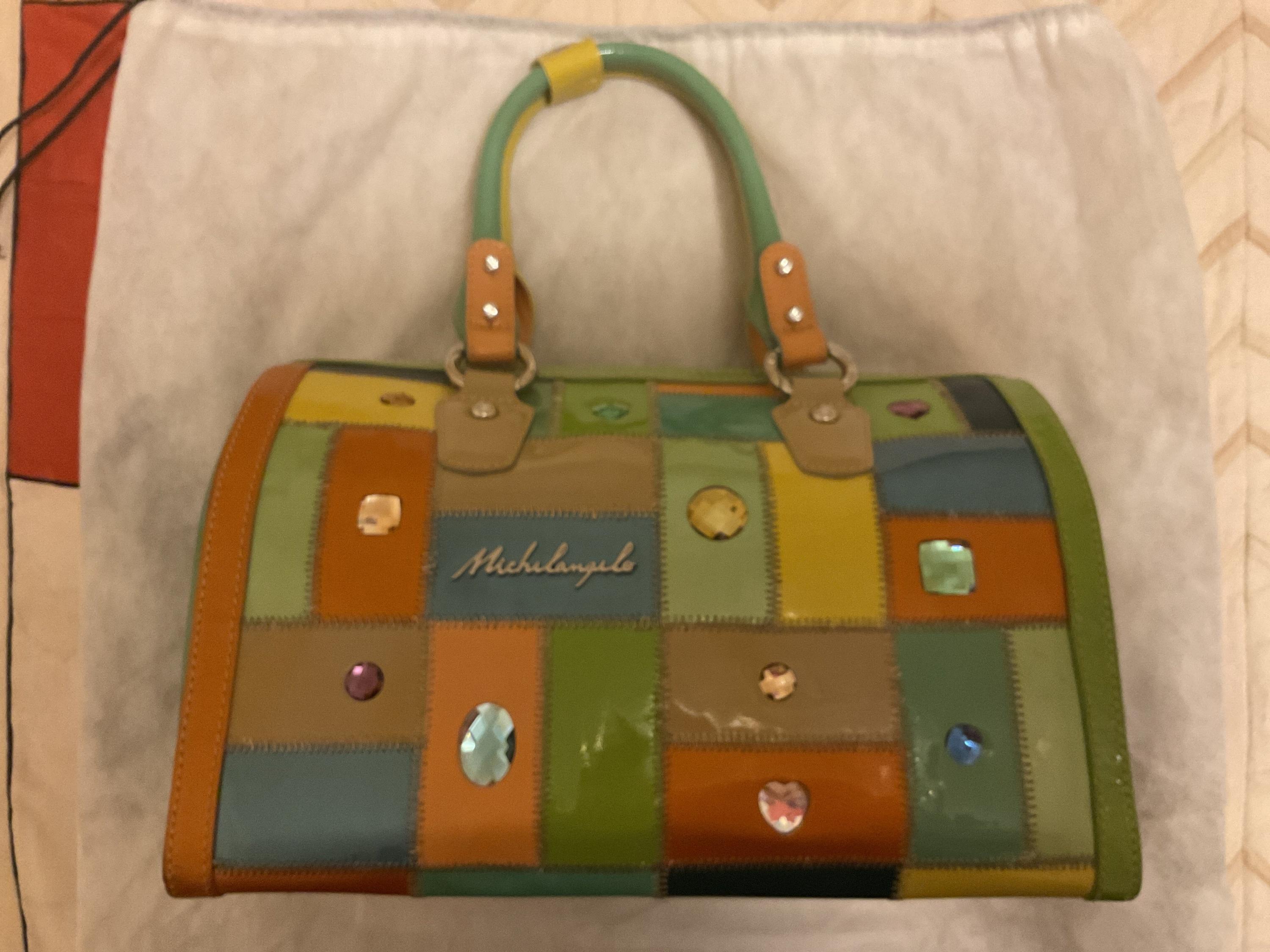 Michelangelo Multicolor Leather Patchwork Boston Bag