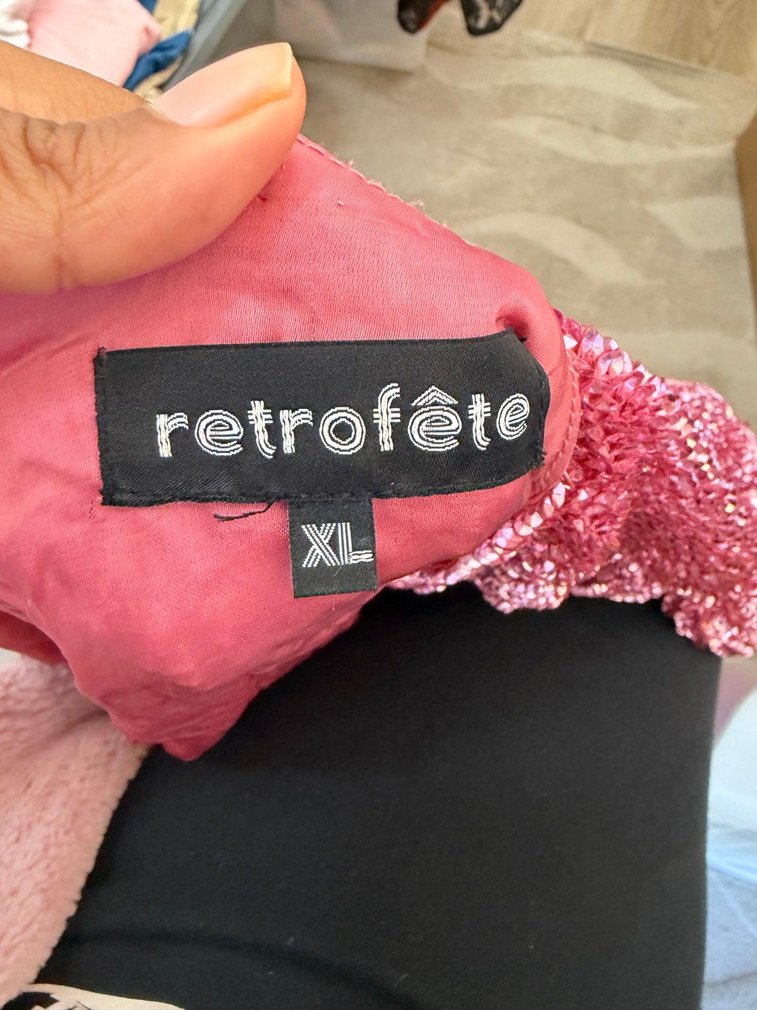 Retrofête Pink Sequin Wrap Mini Dress XL thumbnail 6