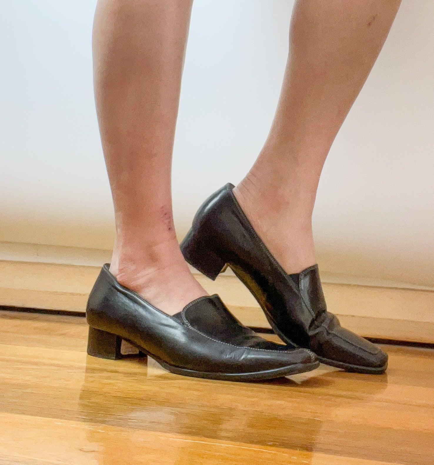 Vintage SACCHETTO TRIMOND Black Leather Mules Size 39.5
