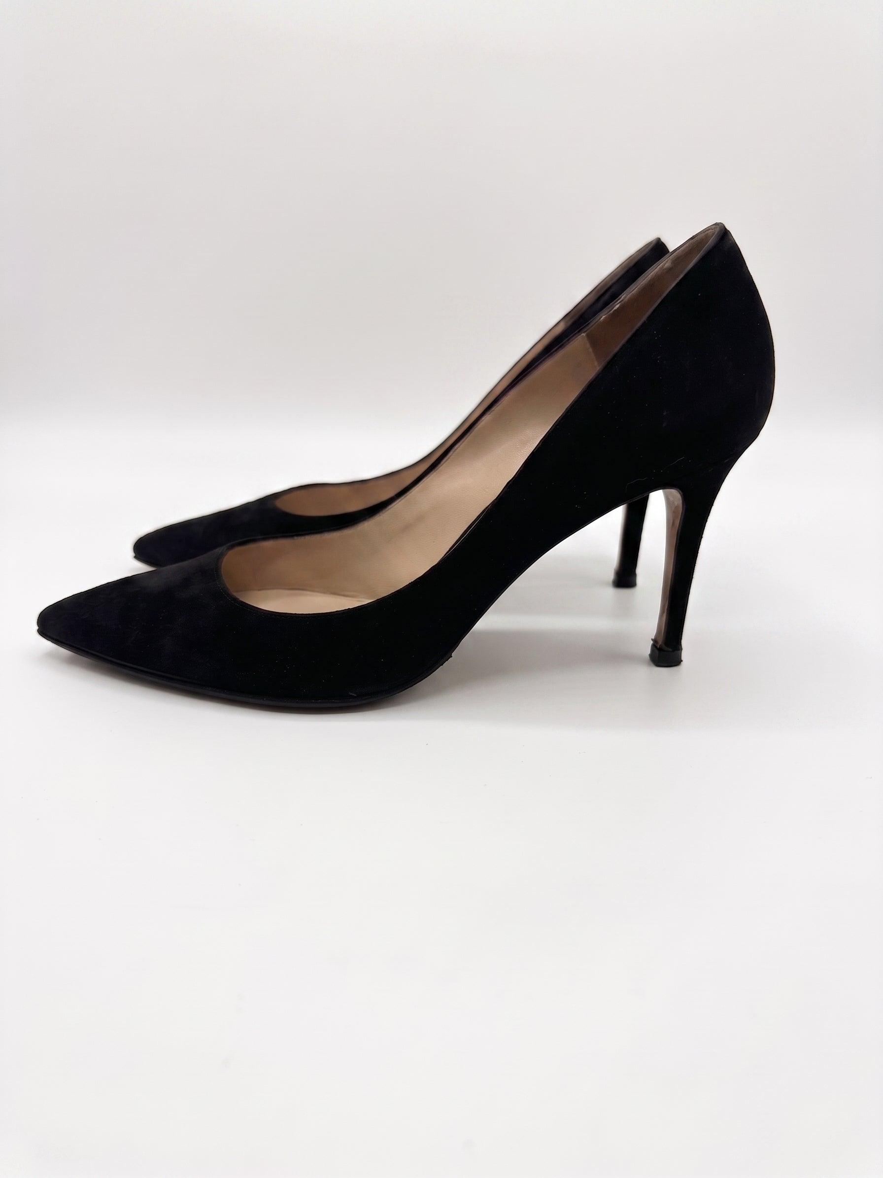 Gianvito Rossi Black Suede Heels 38 thumbnail 4