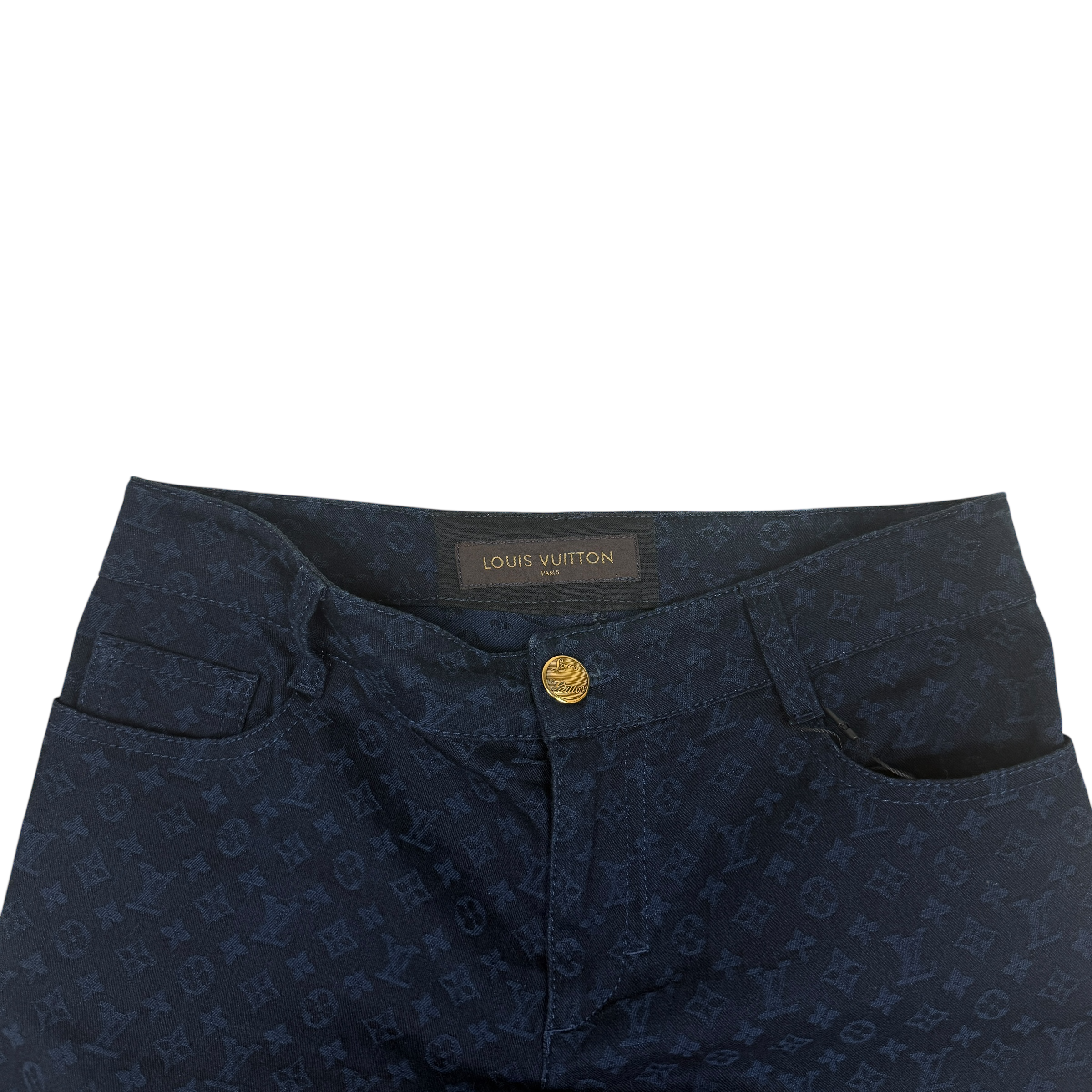 Louis Vuitton Monogram Lambskin Trim Capri Denim Pants Navy (Size 36) thumbnail 3
