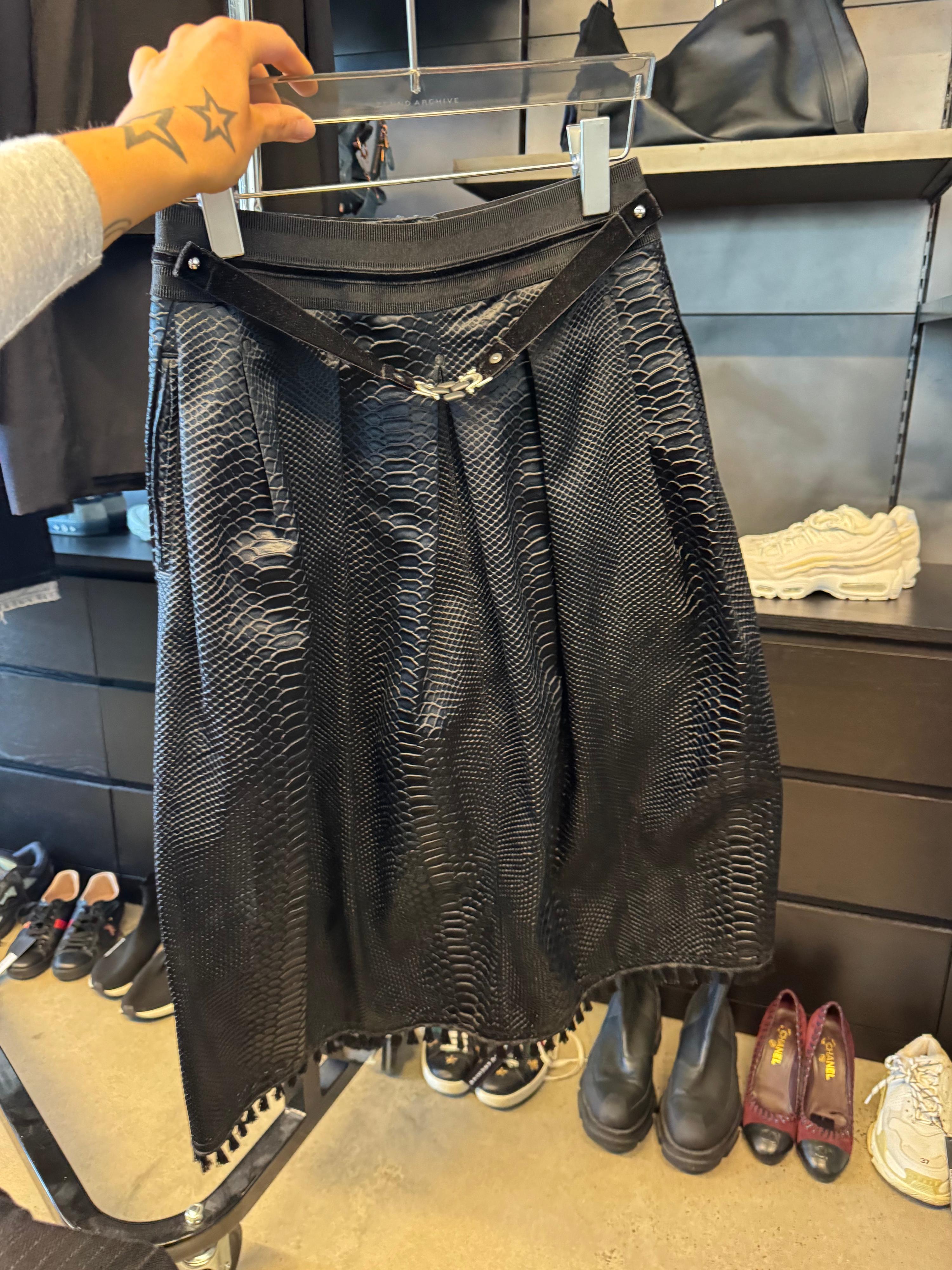 HIGH Snake Print Tassel Skirt Black (Size 42)