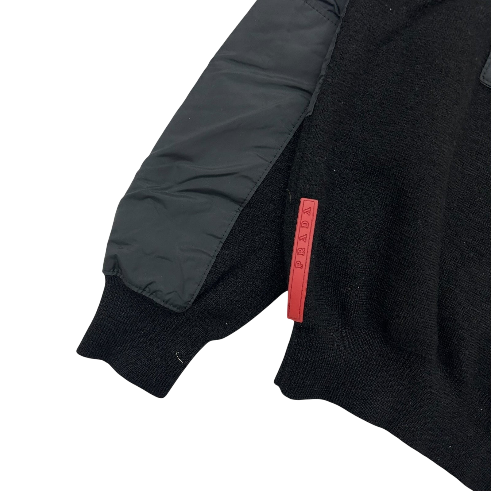 Vintage Prada Sport Layered Wool Nylon Zip Knit Sweatshirt (Fits M) thumbnail 4
