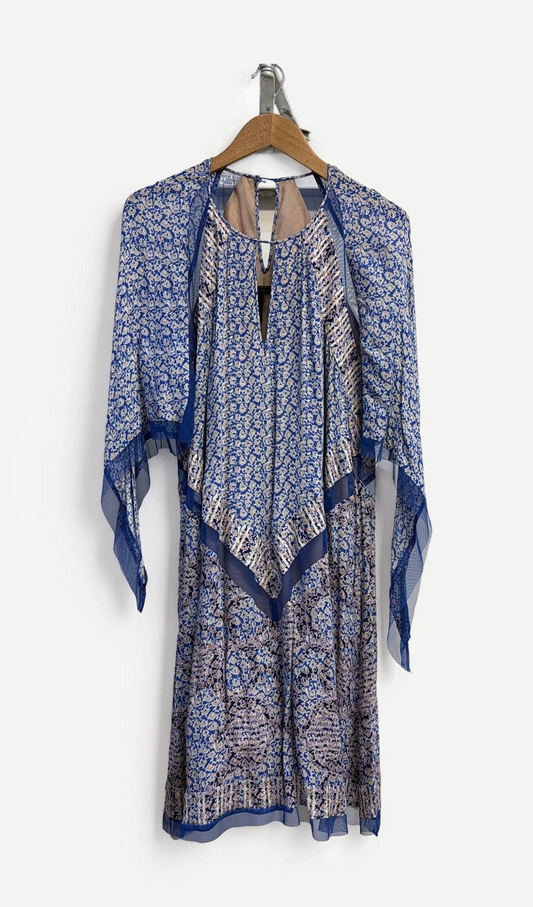 Bcbgmaxazria Blue Floral Dress S