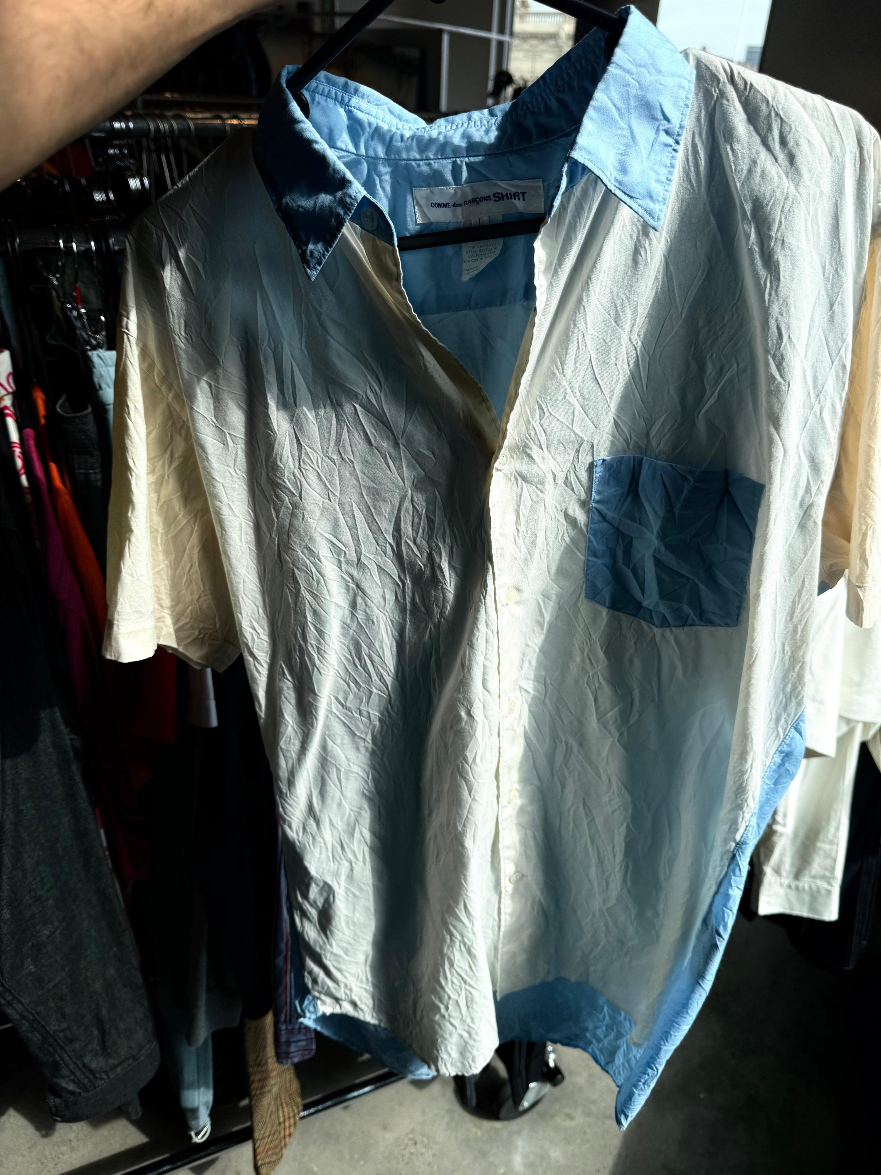 Comme Des Garçon White Baby Blue Short Sleeve Shirt