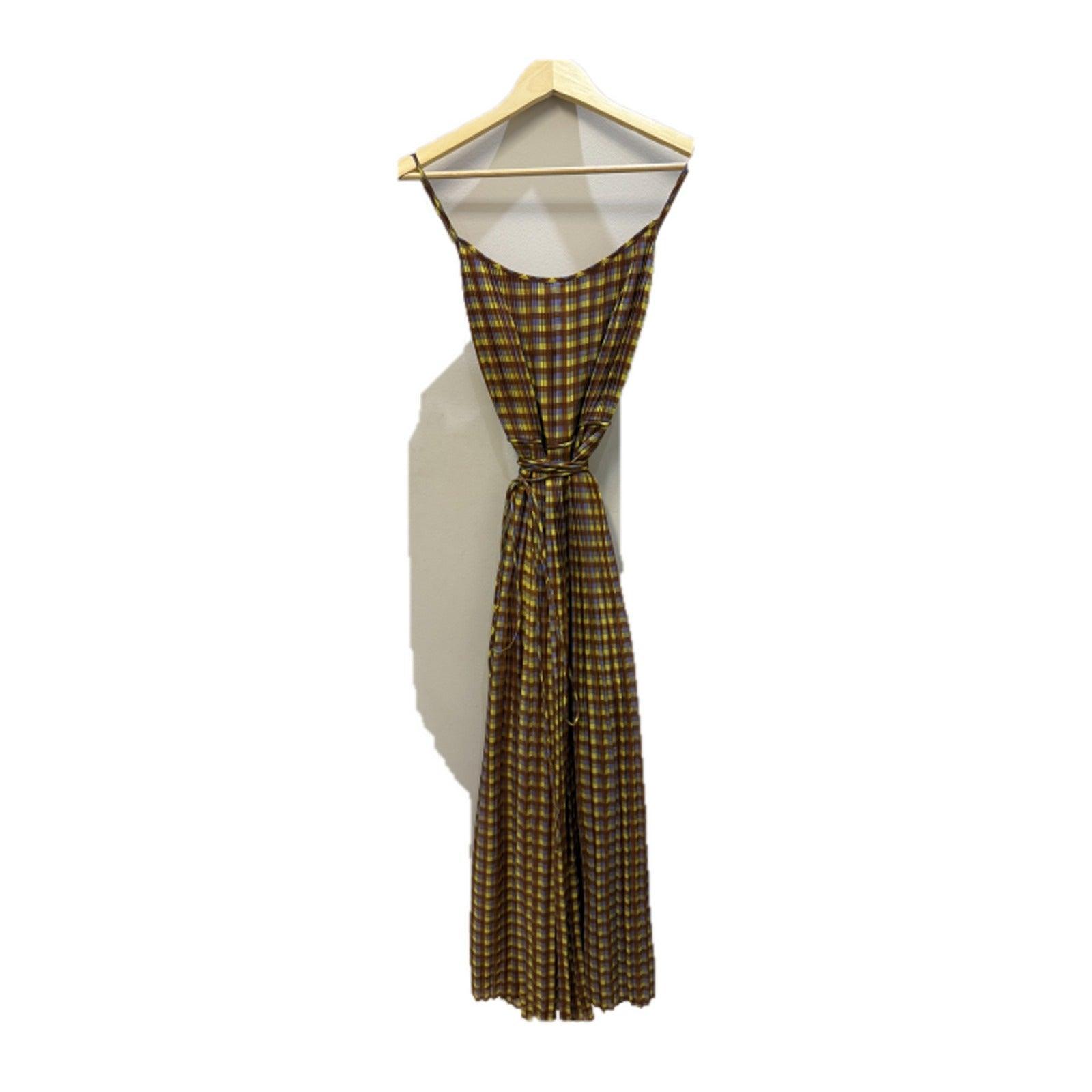 Tory Burch Pleated Check Maxi Dress 12
