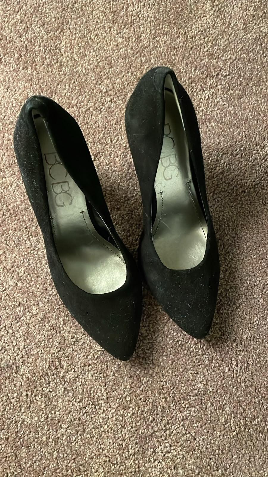 BCBG Black Leather Heels 38