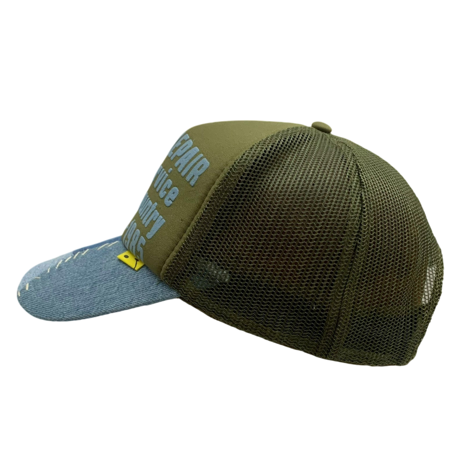 Kapital 'Denim Repair Service' Denim Reconstruction Trucker Cap Dark Green/Blue thumbnail 3