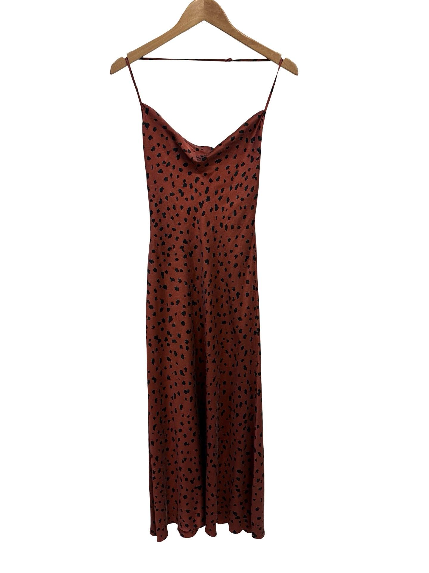Bec and Bridge Rust Silk Slip Dress 8