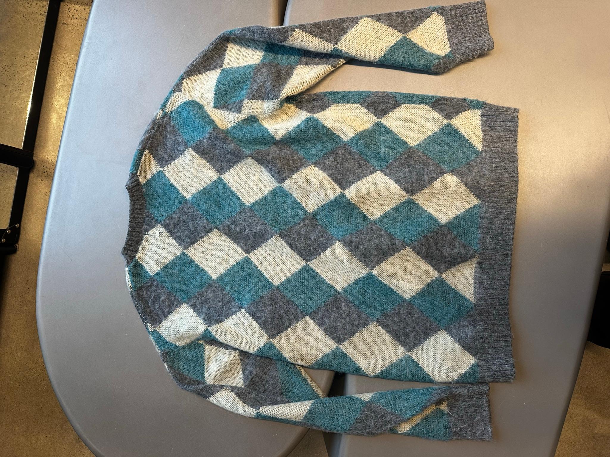 Needles FW22 Argyle Mohair V-Neck Sweater Grey (Size L) thumbnail 5