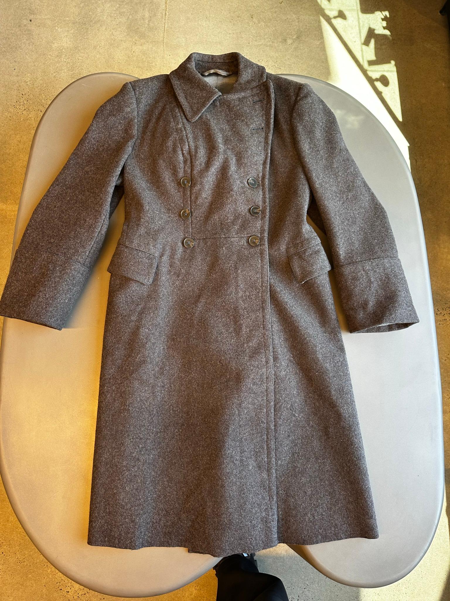 1960s Double Breasted Military Wool Coat Grey (Fits M-L)