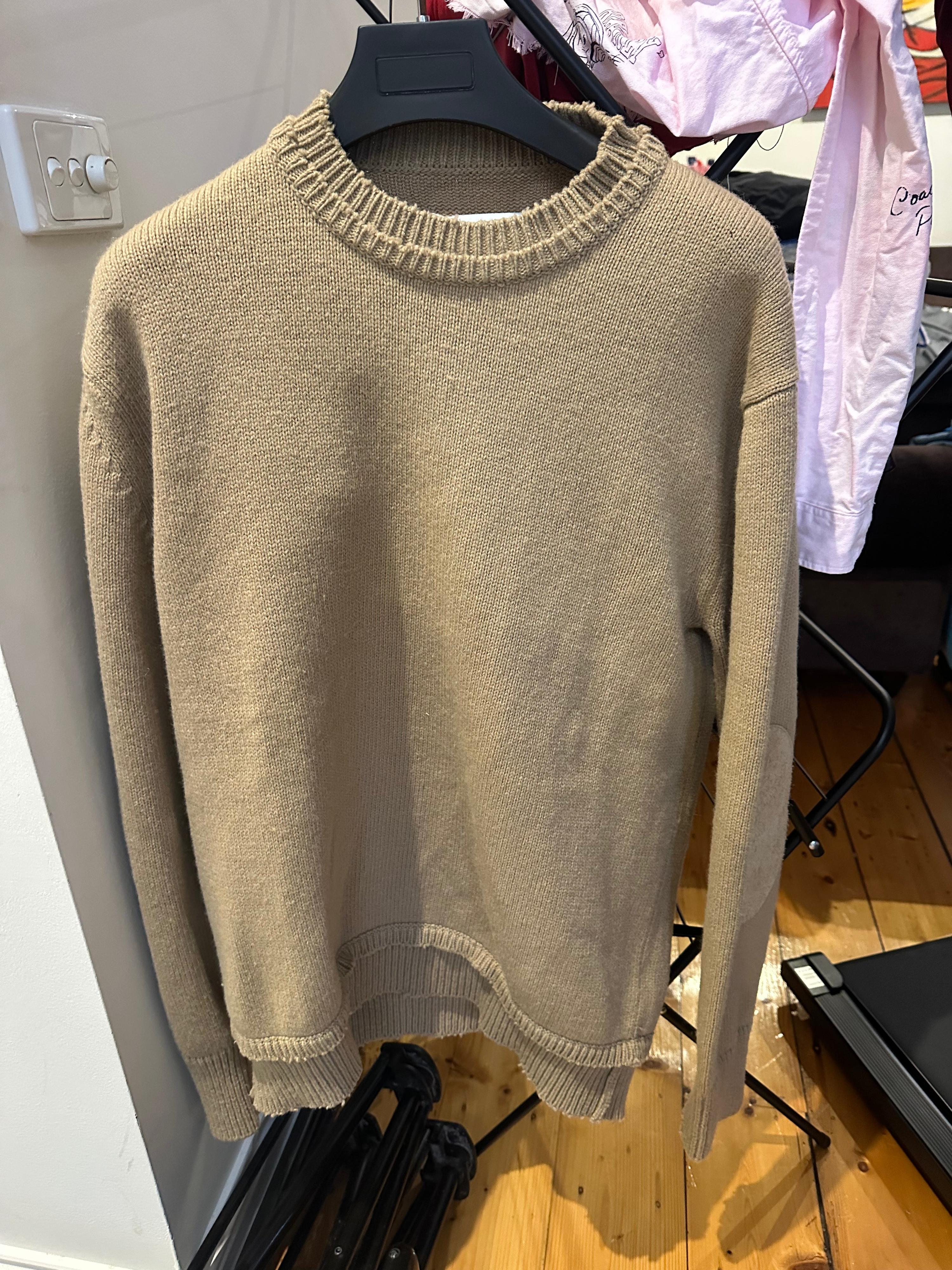 Maison Margiela Elbow-Patch Wool-Blend Knitted Jumper Beige (Fits L-XL) thumbnail 3