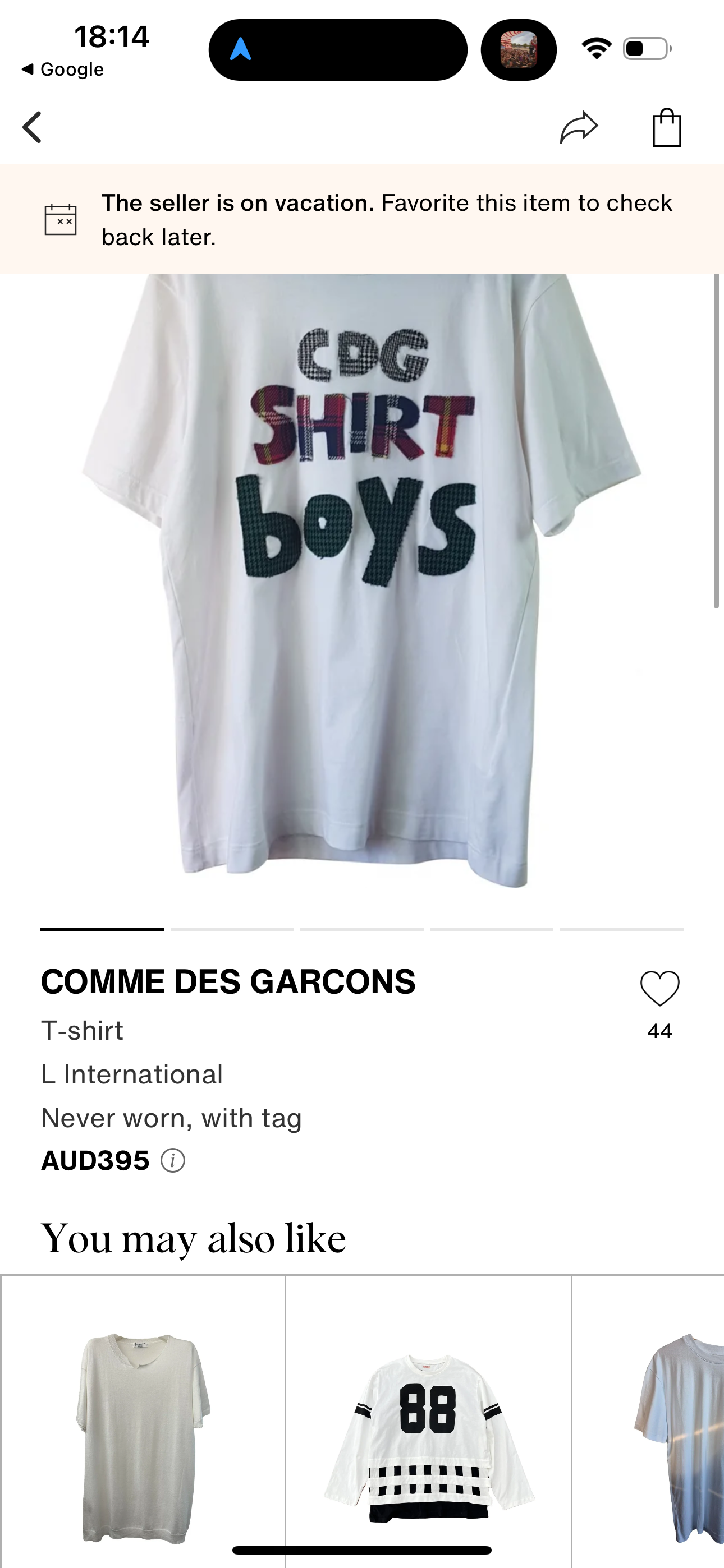 Comme Des Garçons SHIRT Boys SS17 Embellished White T-Shirt (Fits L) thumbnail 2