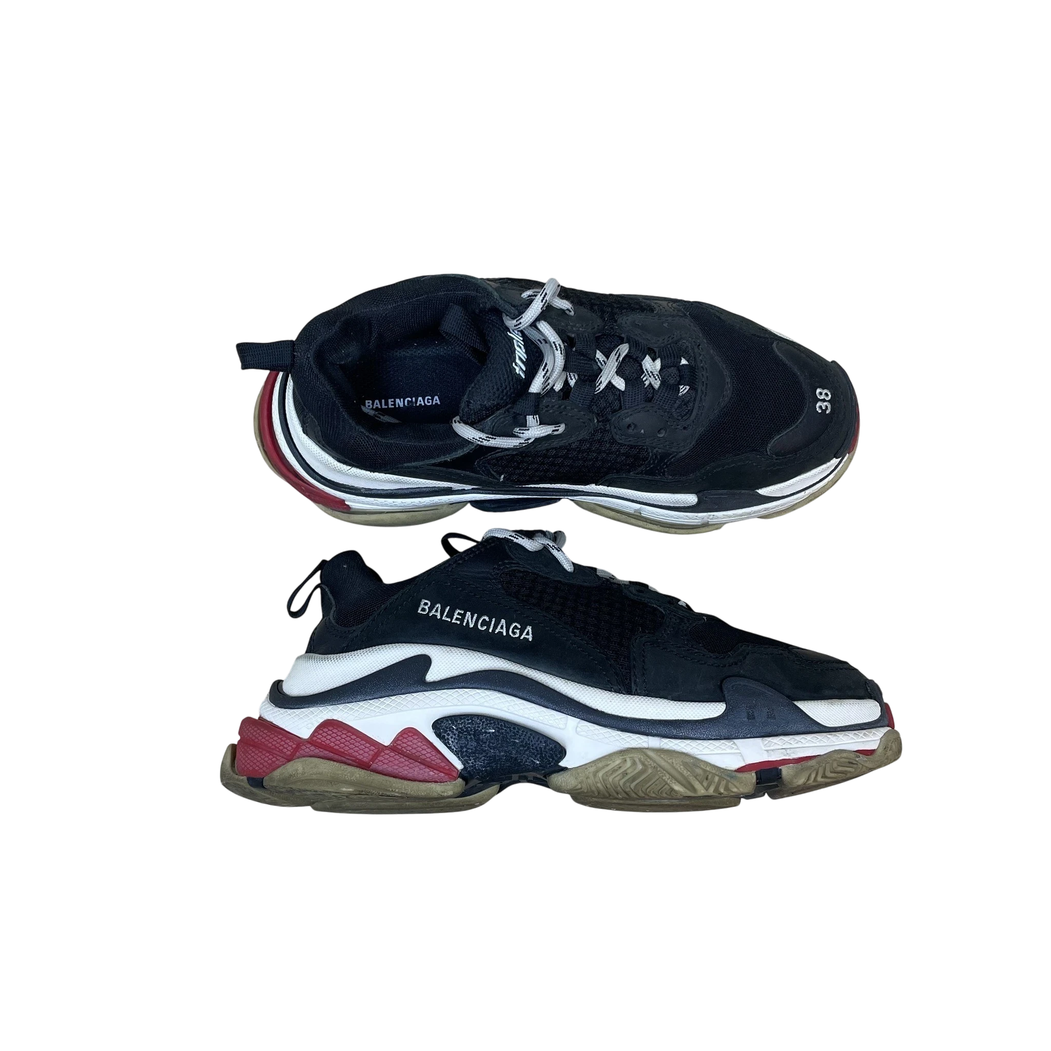 Balenciaga Triple S Sneakers Black / Red / White (Size EU38)