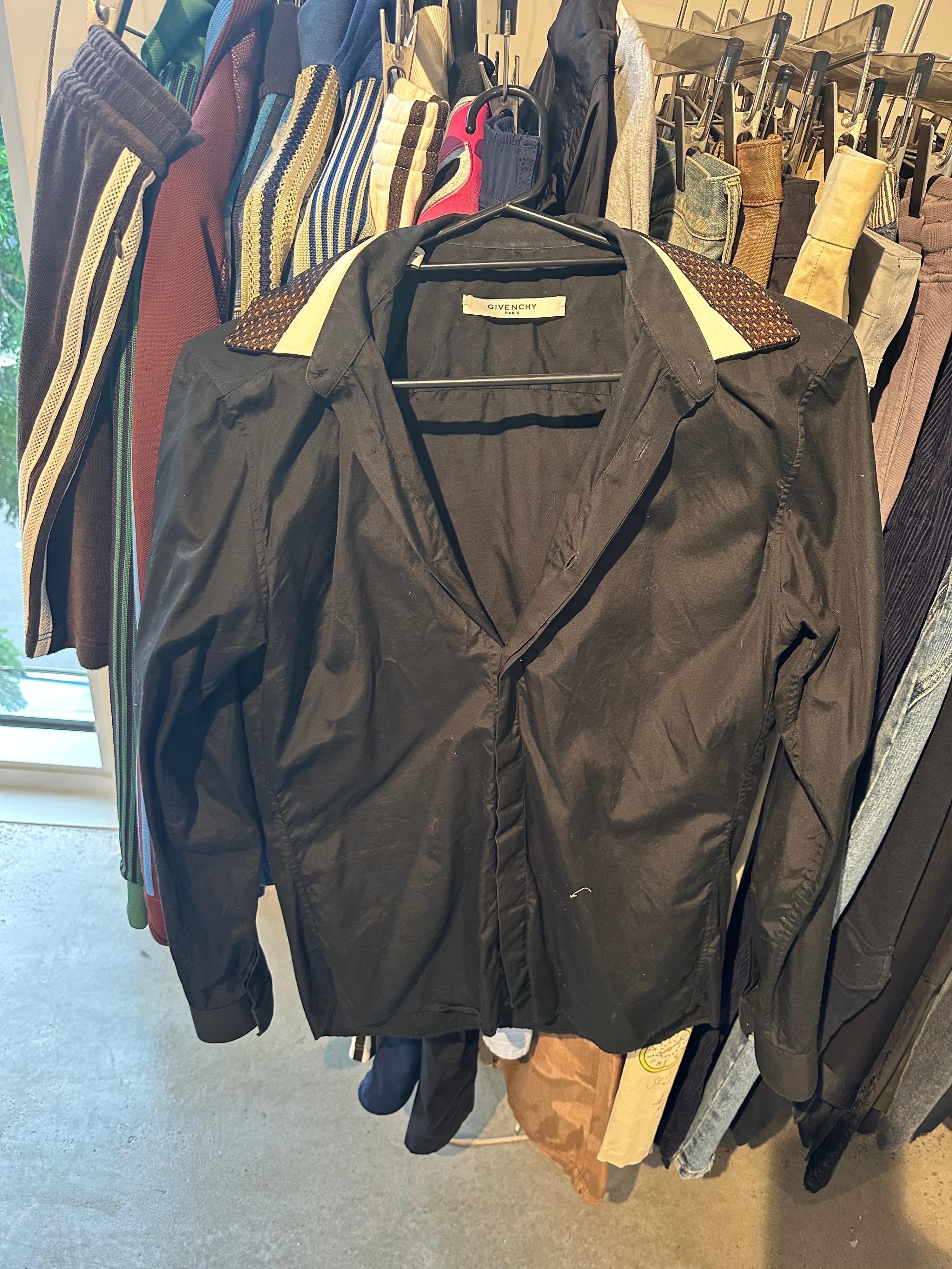 Givenchy Double Collar Long-Sleeve Shirt Black (Fits S-M)