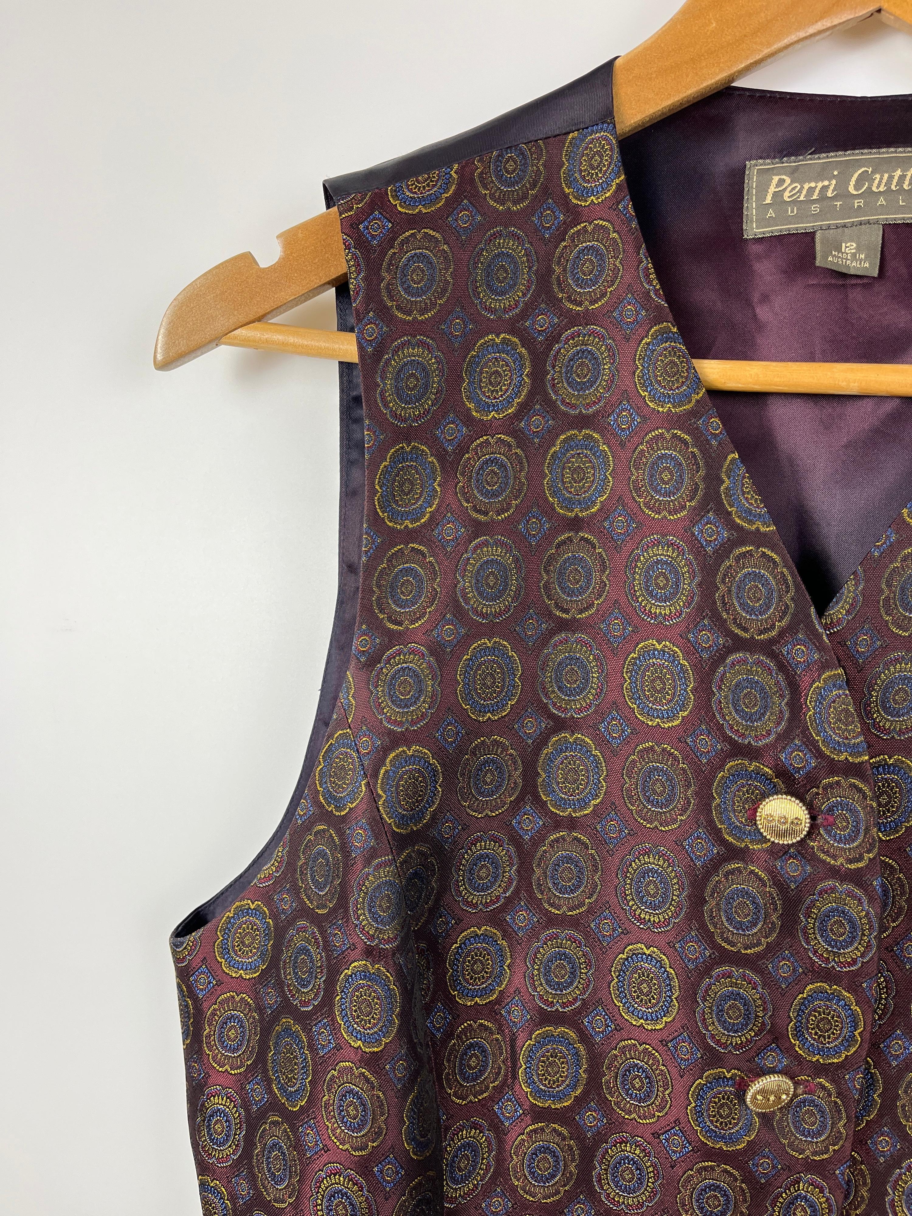 Vintage PERRI CUTTEN Brocade Vest Size 12 thumbnail 7