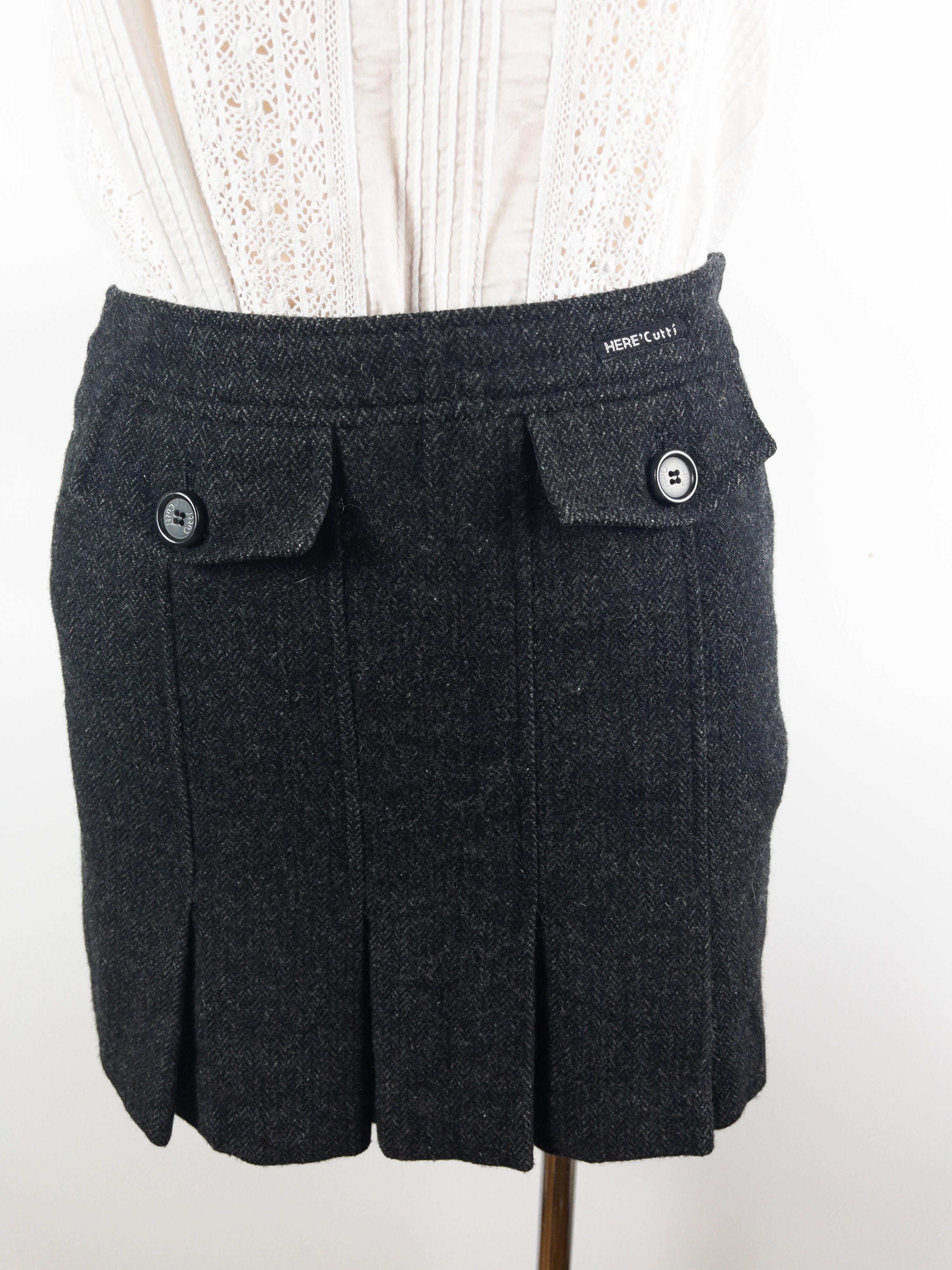 Vintage Grey Mini Wool Skirt XS thumbnail 2