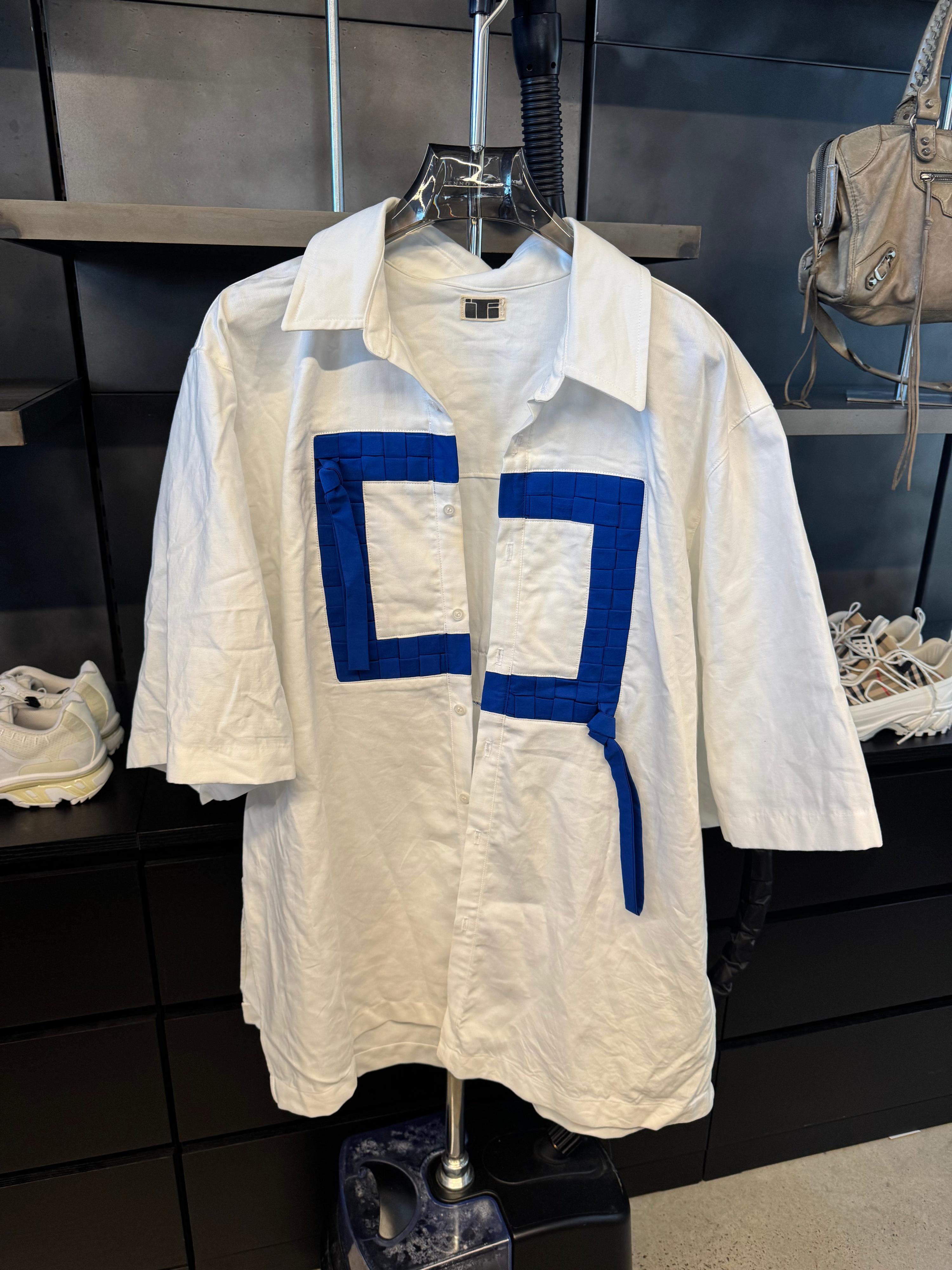 iTi Square Cotton Shirt White/Blue (Size L)
