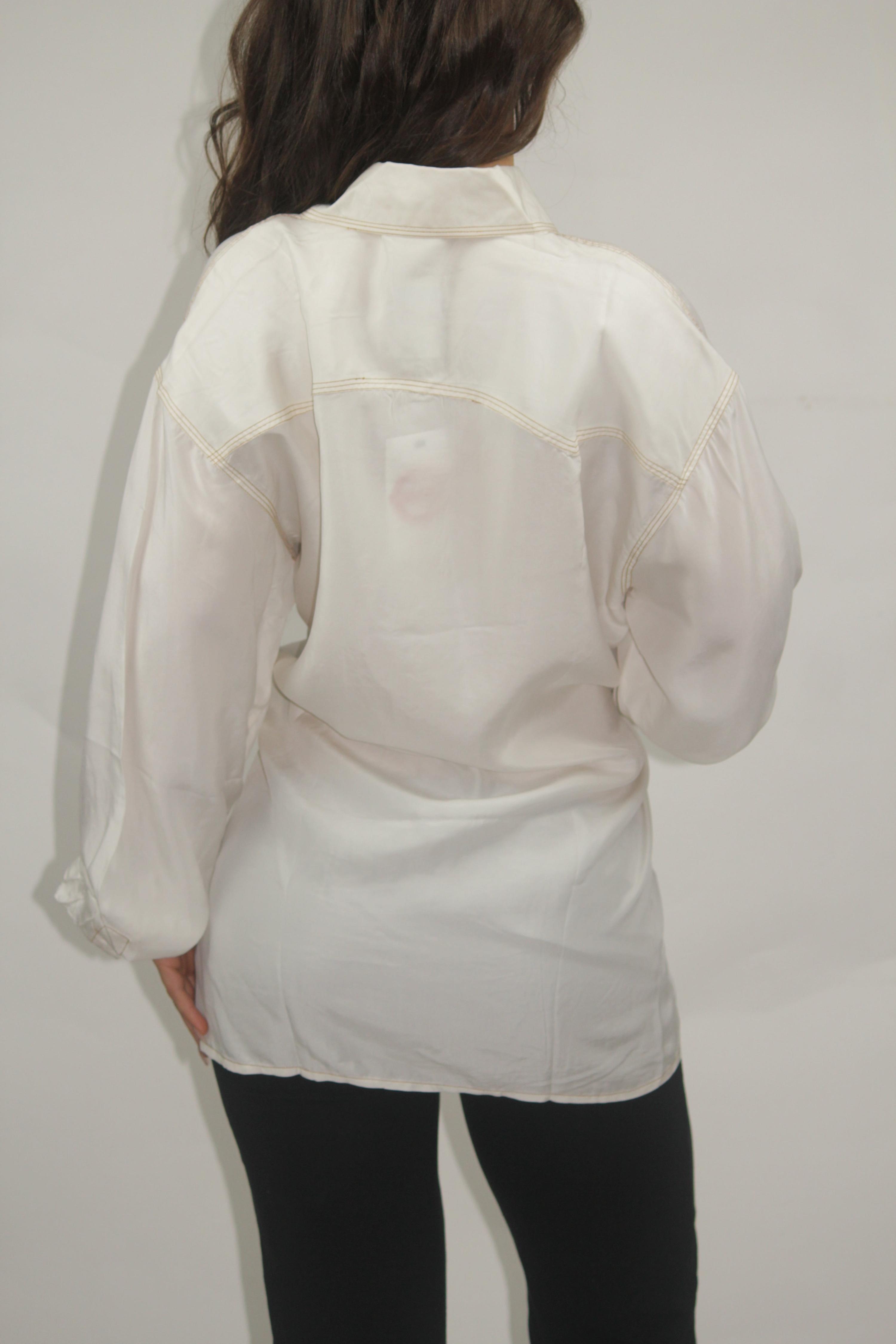 Gavamillo Off-White Silk Button-Up Shirt thumbnail 4