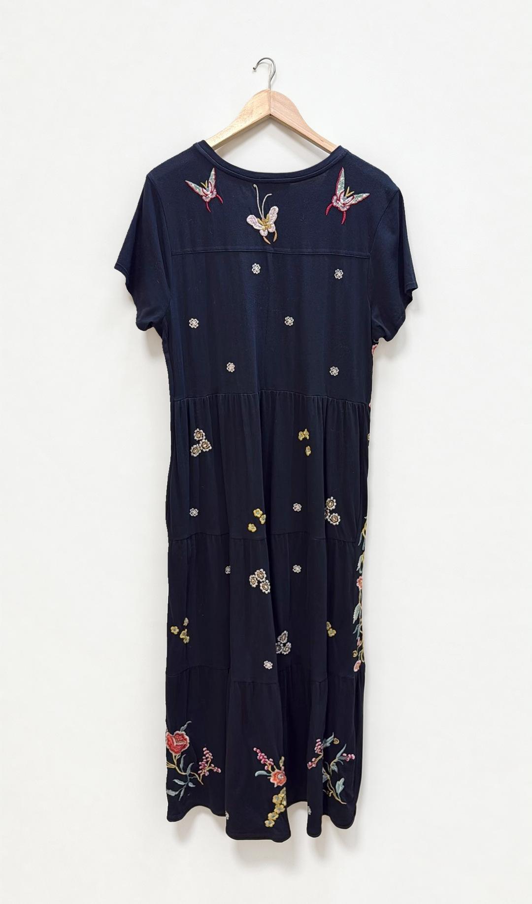 Johnny Was Black Embroidered Maxi Dress L thumbnail 3