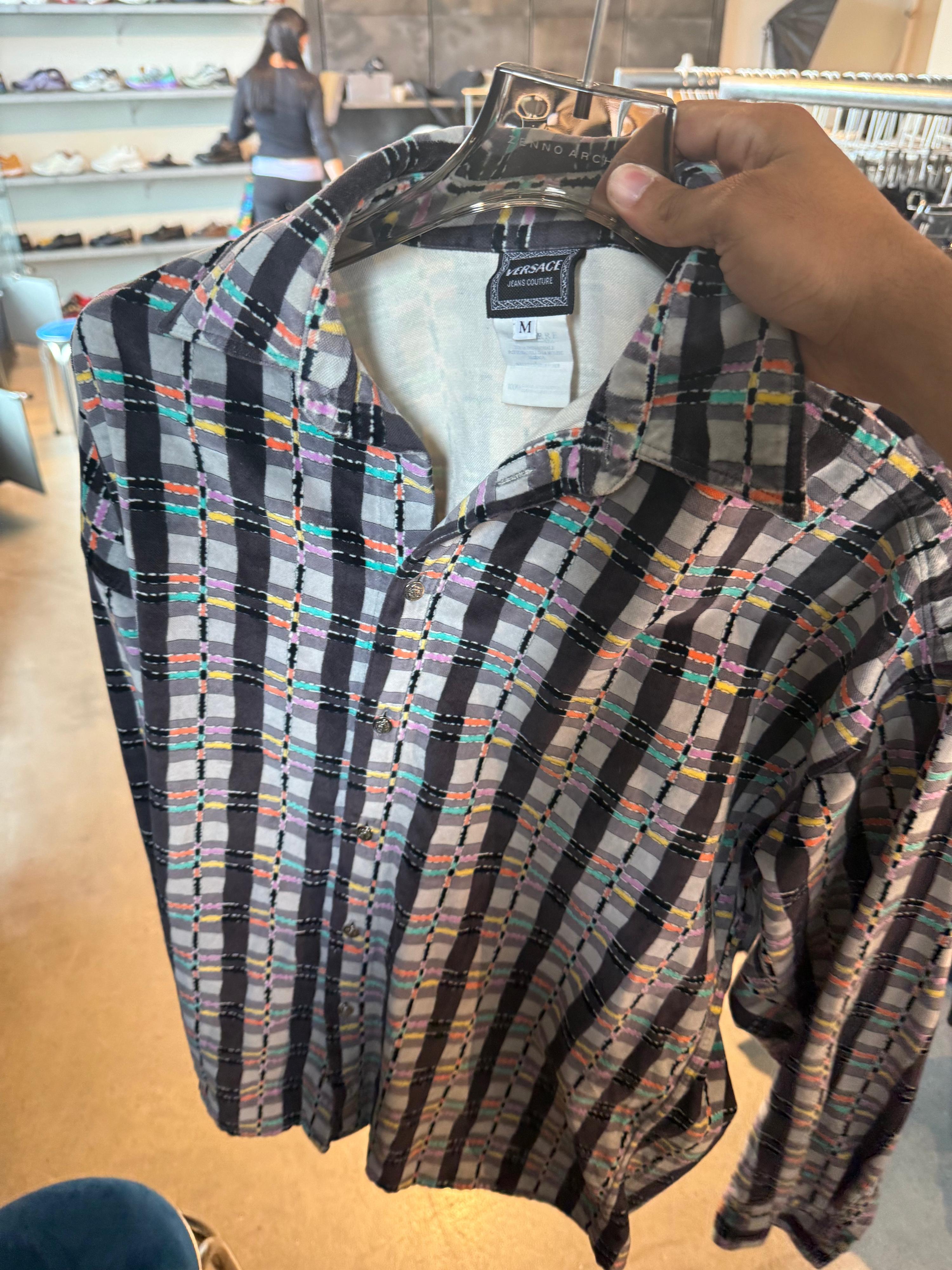 Versace 90s Thick Pattern Button-Up Shirt (Size M)