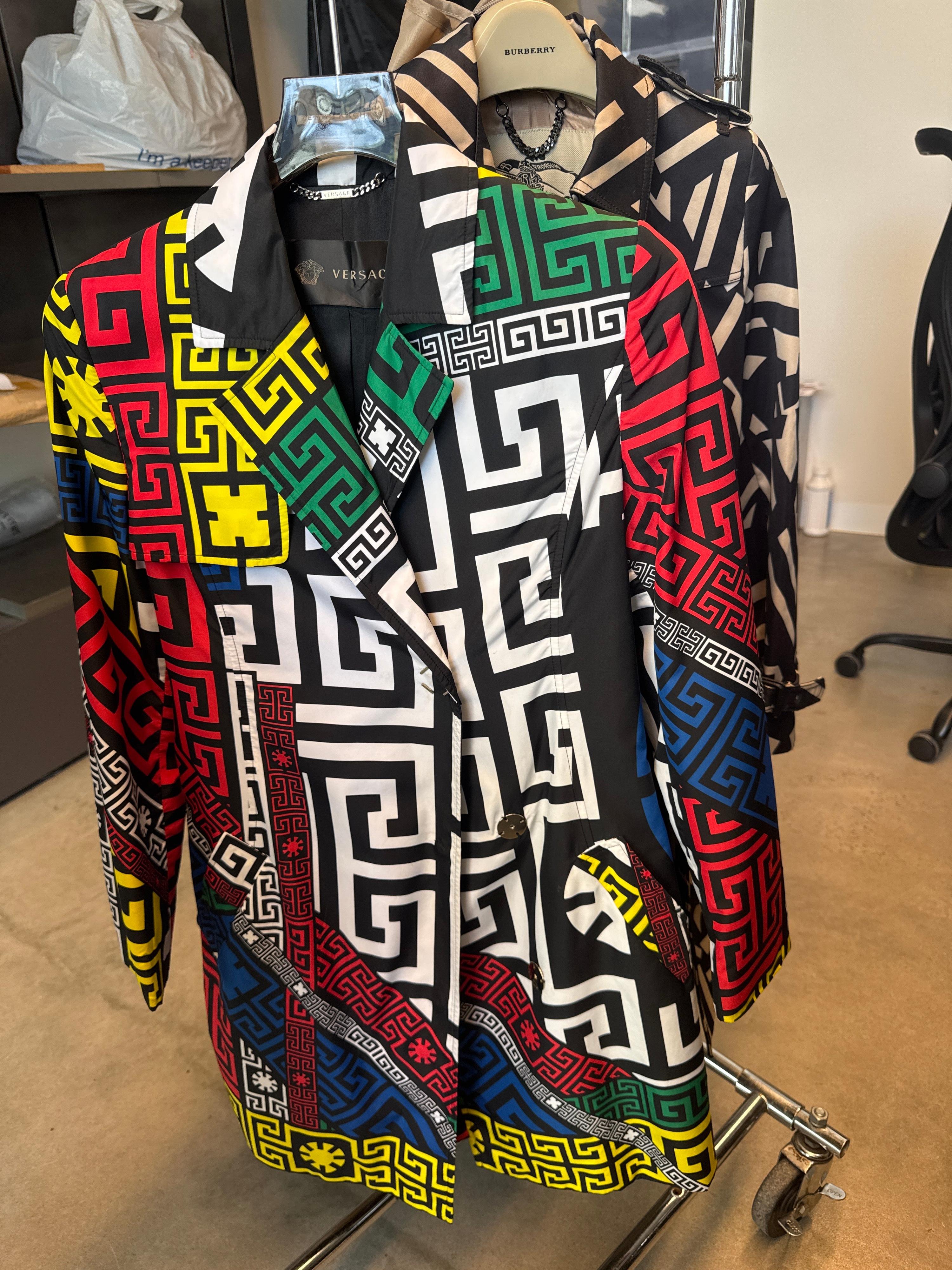 Versace Geometric Print Coat (Size 38)