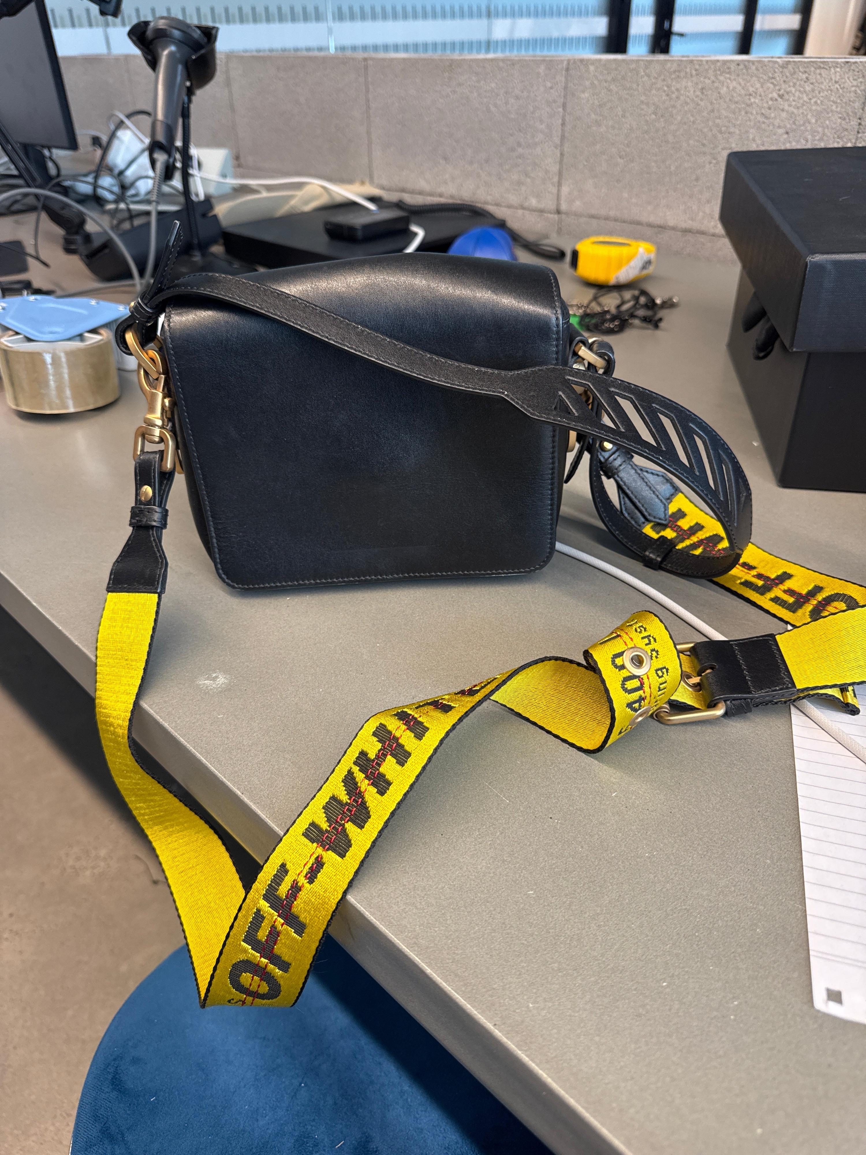 Off-White Leather Cross Body Bag Black