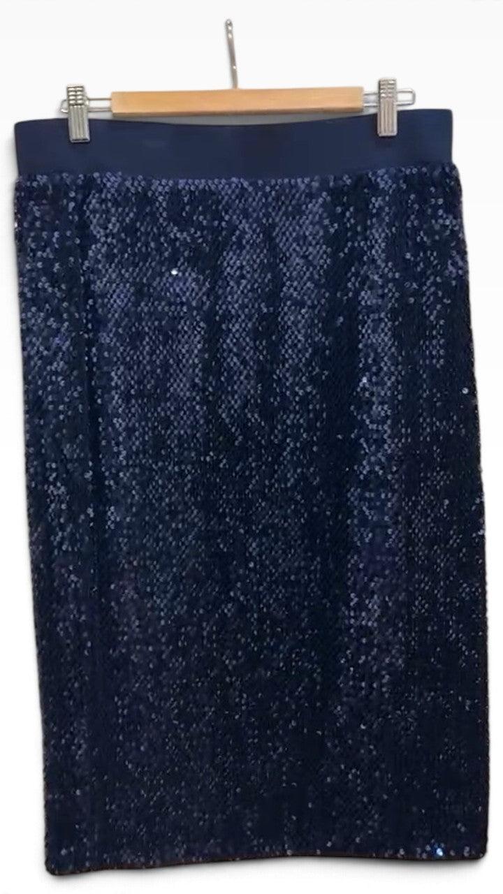 Blue Illusion Navy Sequin Skirt M thumbnail 2