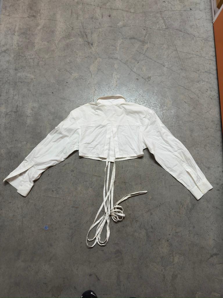 Christopher Esber White Cropped Tie Blouse (Size 10) thumbnail 2