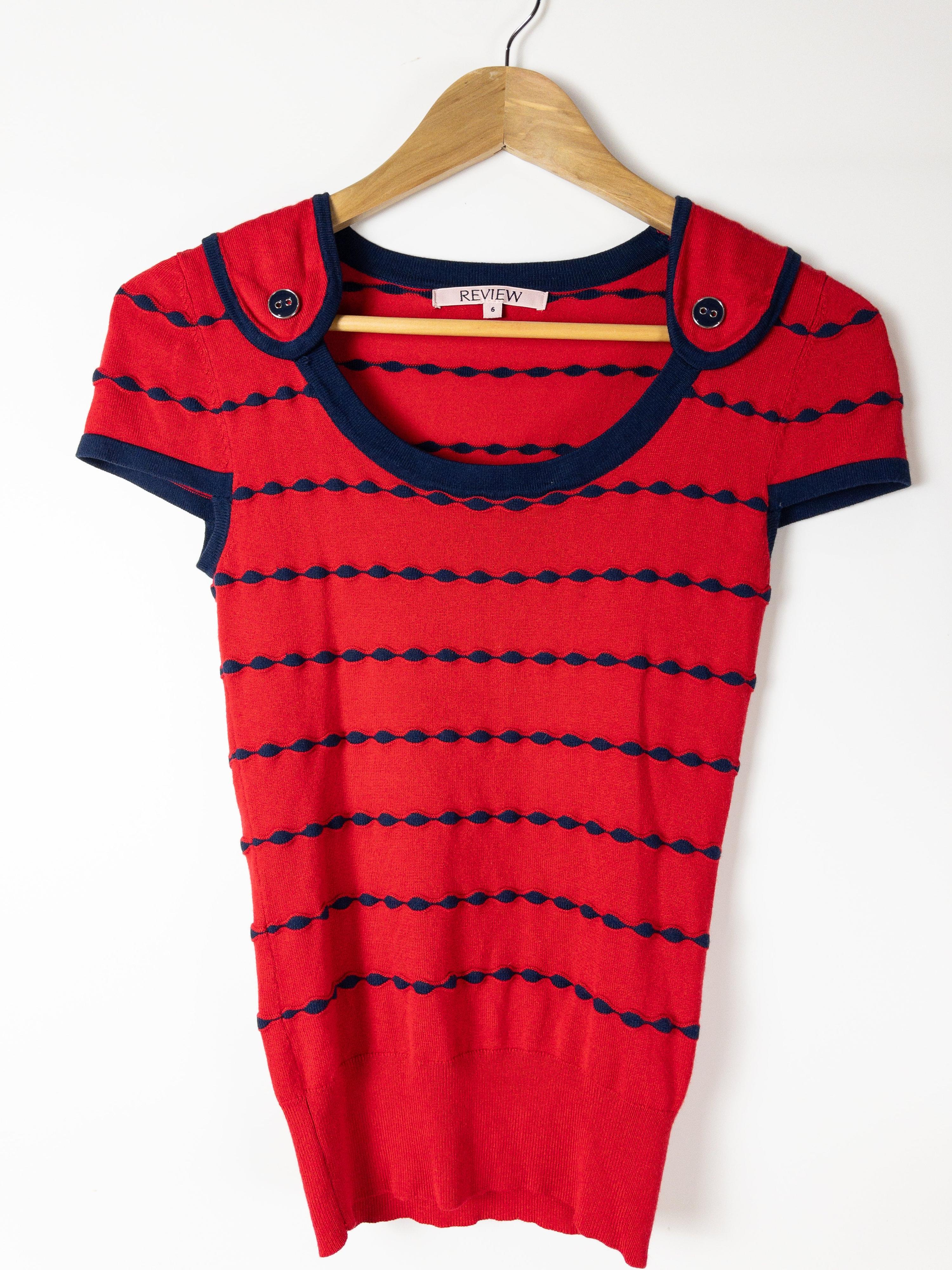 REVIEW Red Navy Knit Top XS thumbnail 2