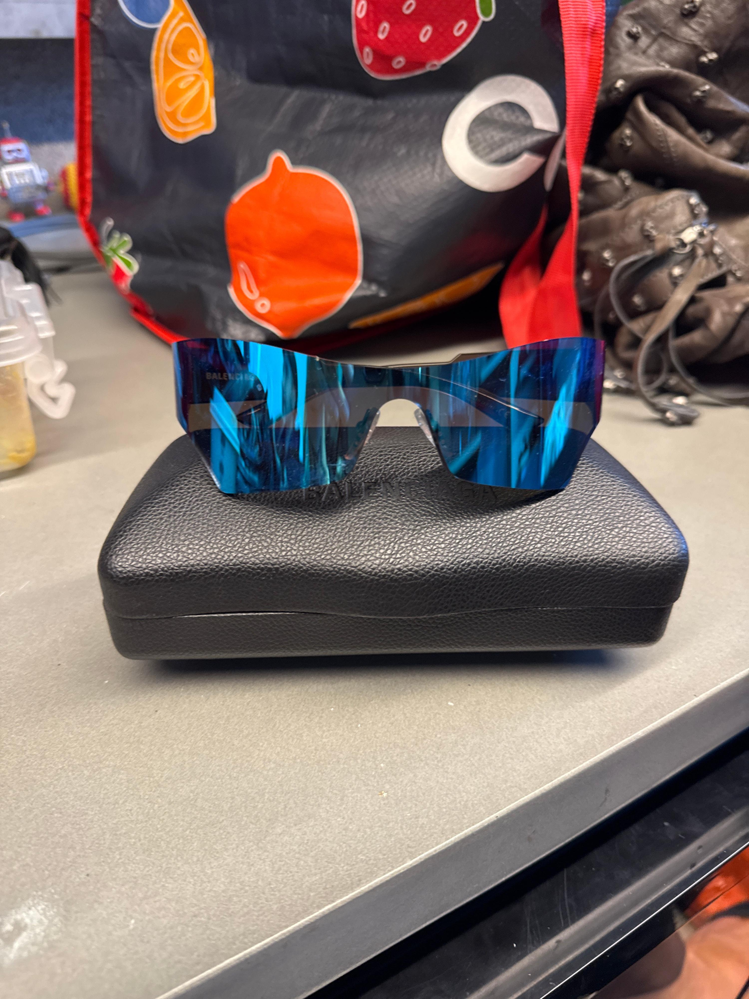 Balenciaga Mirrored Sunglasses Blue