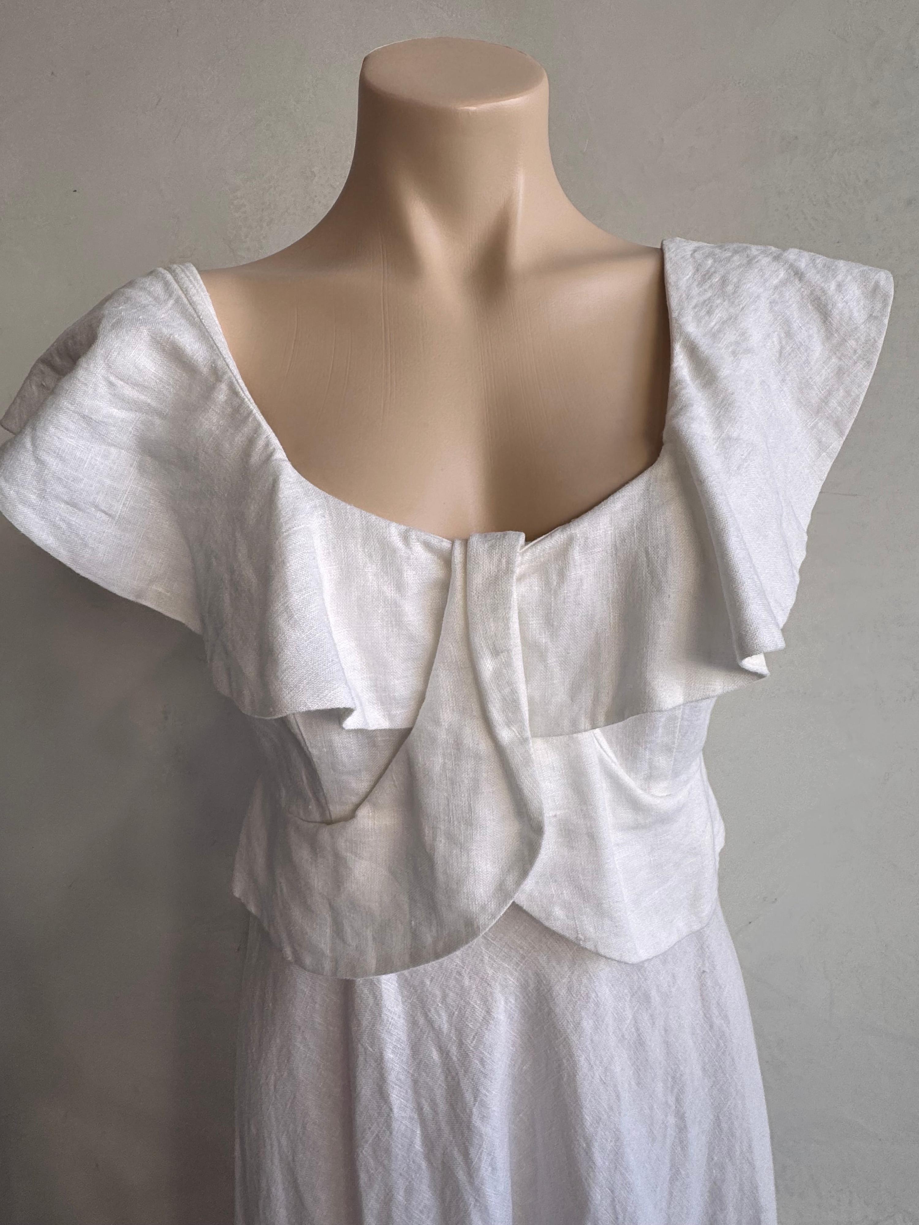 Seed Whisper White Linen dress NWT - size 8 thumbnail 6