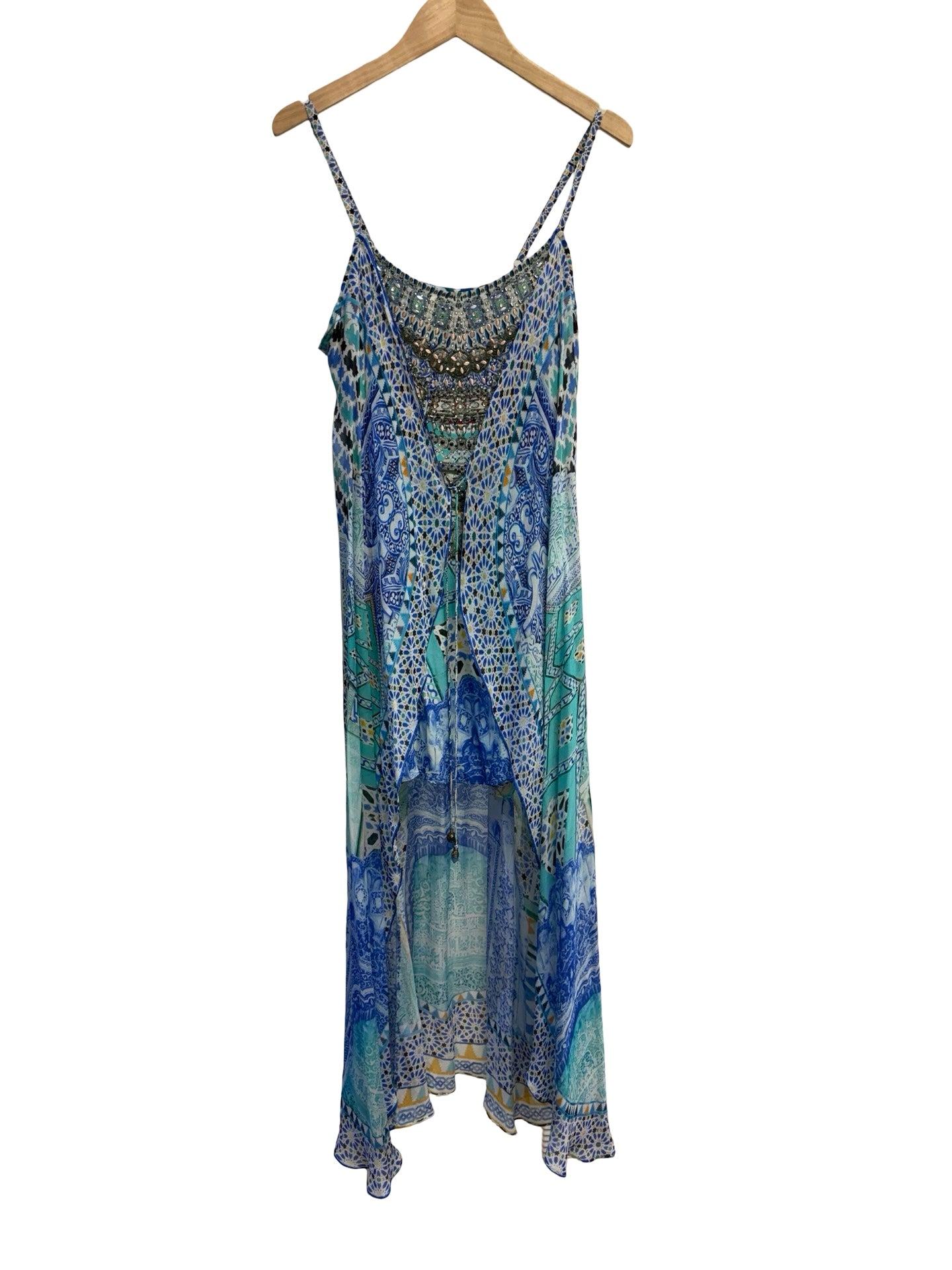 Camilla Blue Tied Front Silk Dress 1