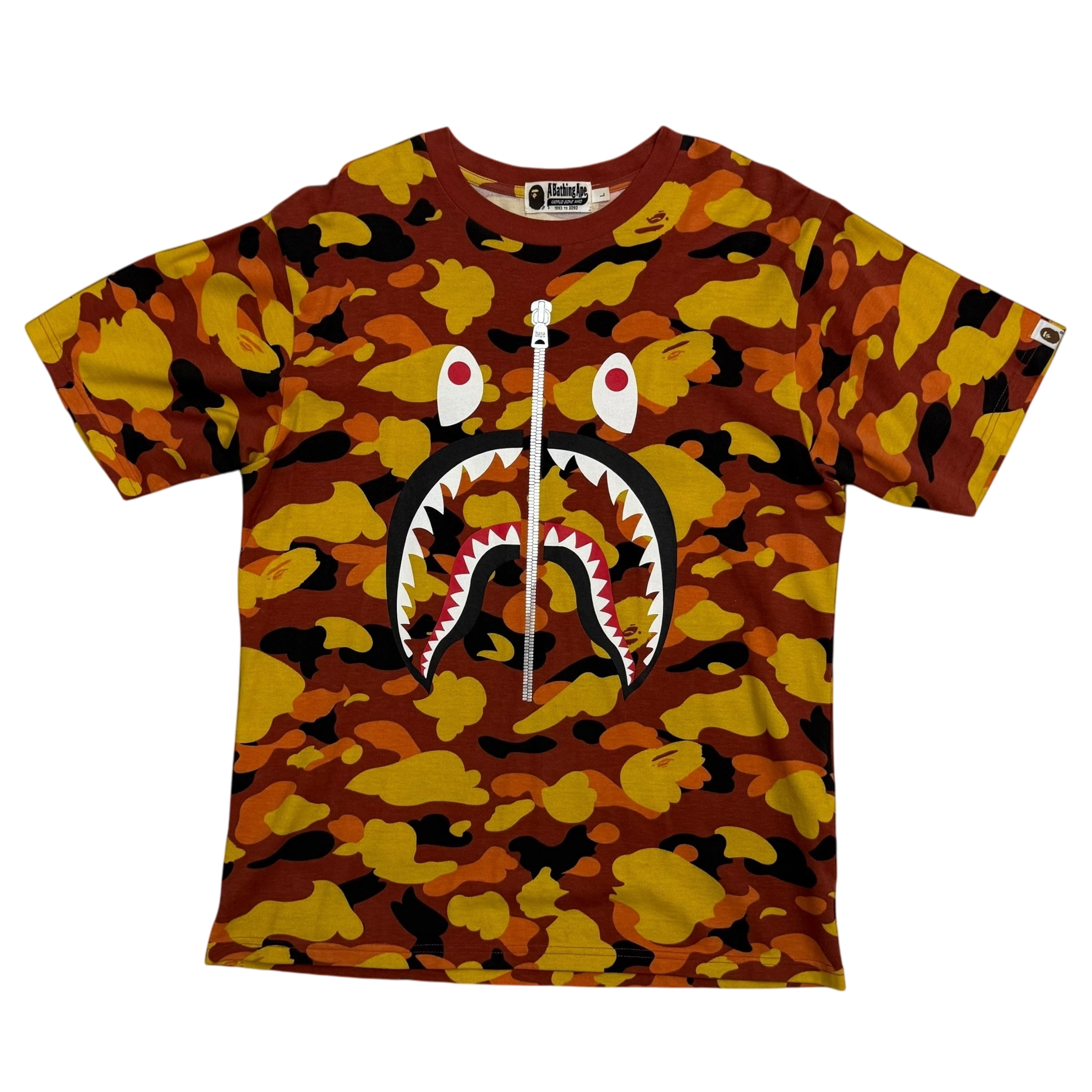 BAPE (A Bathing Ape) 1st Camo Shark T-shirt Orange (Fits M-L)