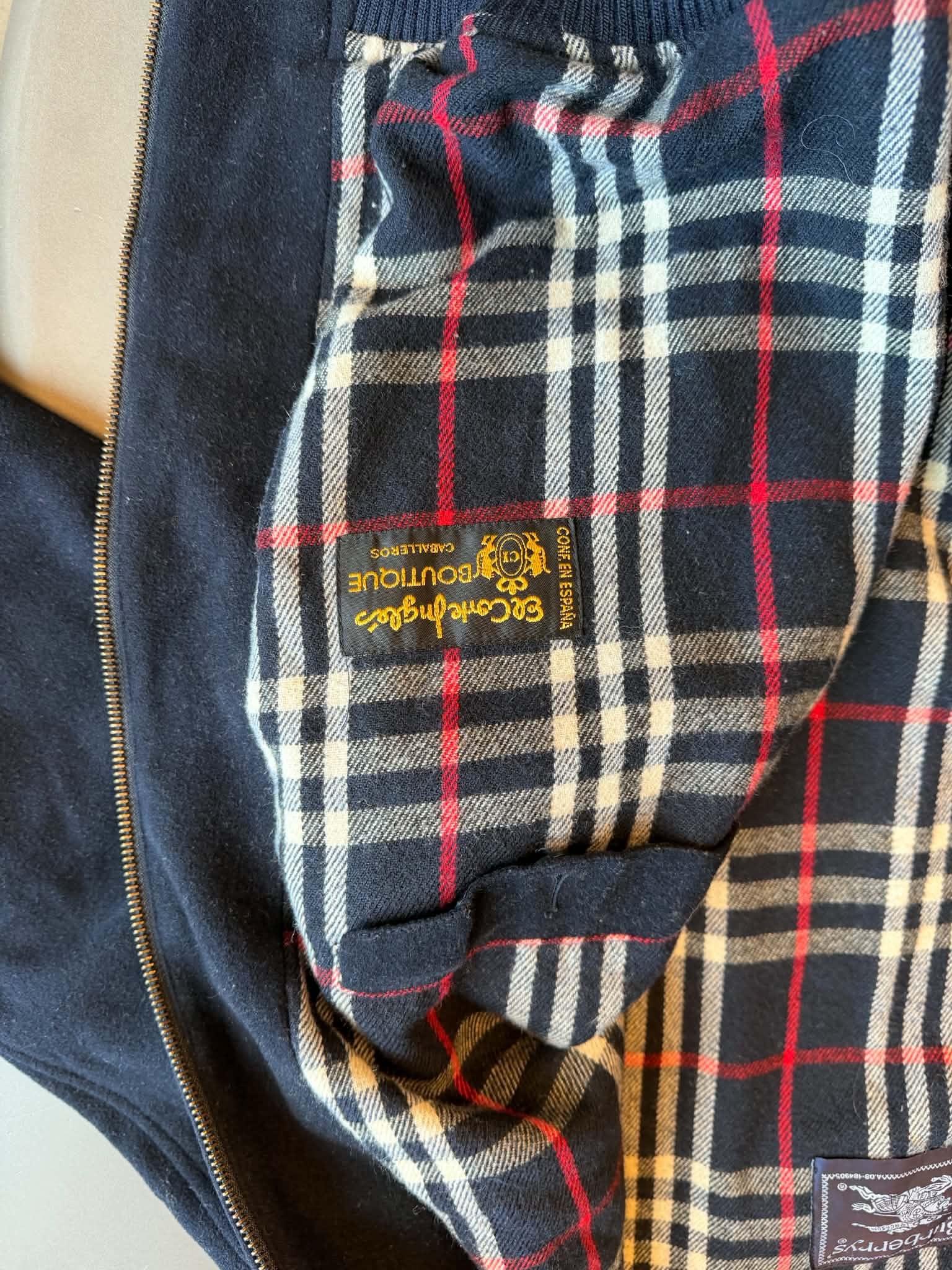Burberry Vintage 80s-90s Hamilton Wool Bomber Jacket Navy (Made on Spain) (Size 54/XL) thumbnail 5