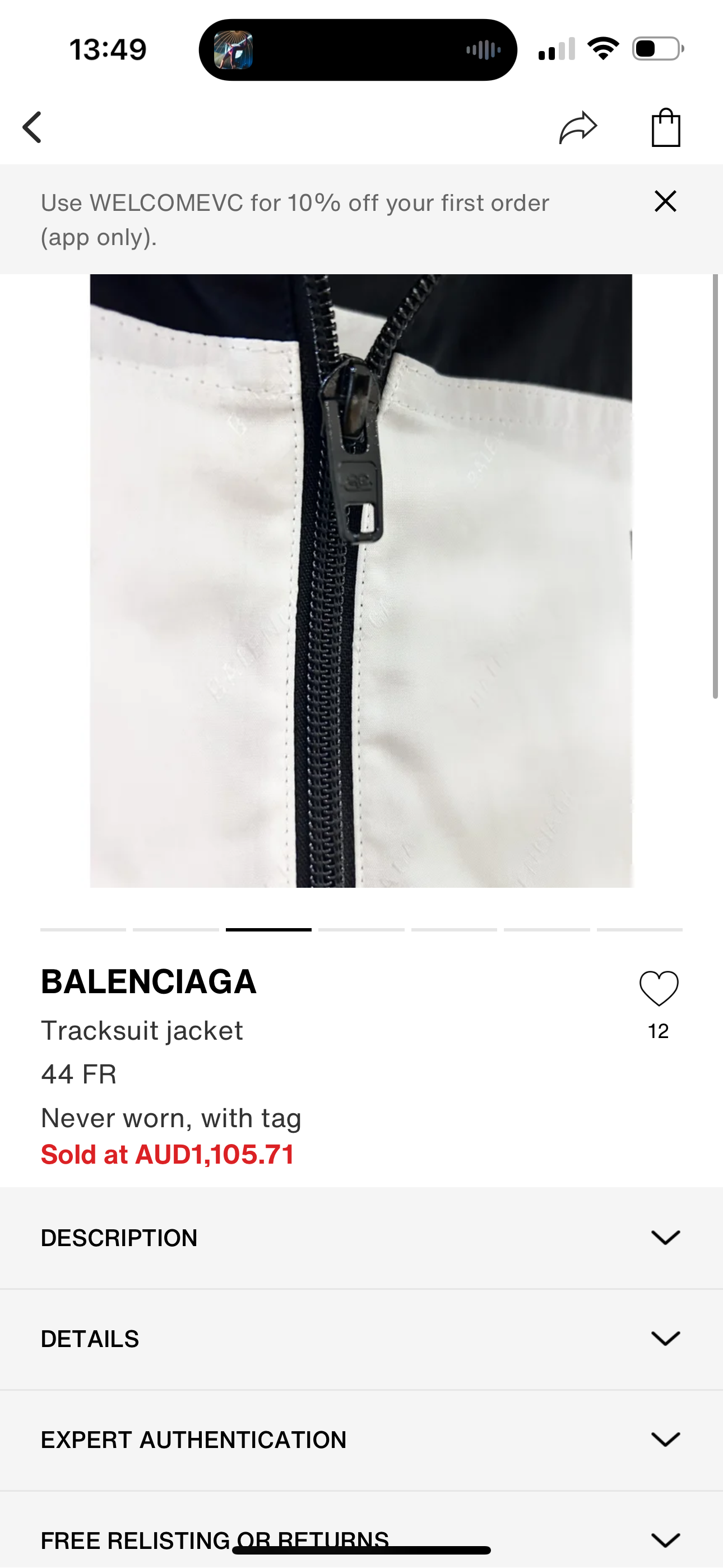 Balenciaga FW18 Classic Logotype Oversized Track Jacket Black/White (Size 48) thumbnail 3