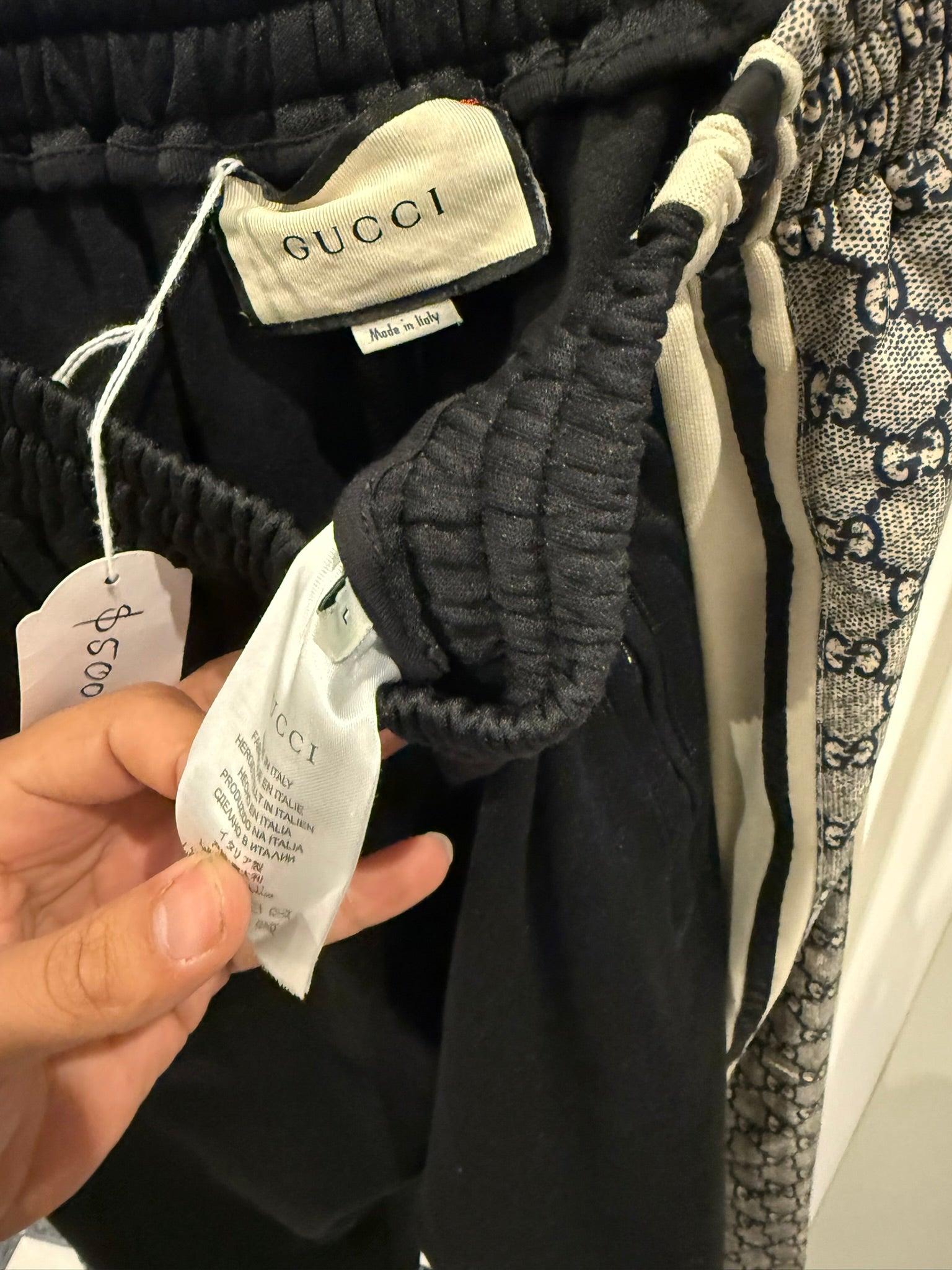 Gucci Snake Pattern Double G Full Print Logo Side Stripe Track Pants Black thumbnail 2