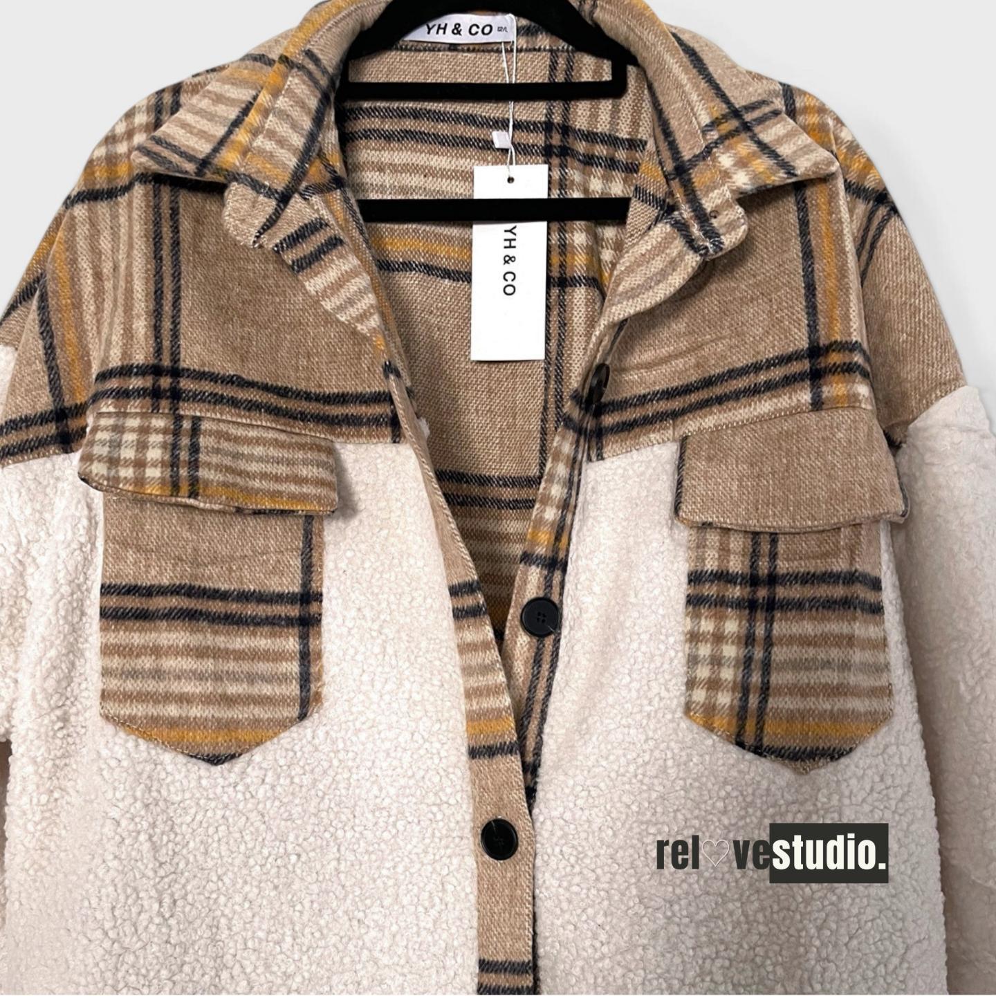 YH&CO LONGLINE PLAID CONTRAST SHERPA SHACKET thumbnail 3