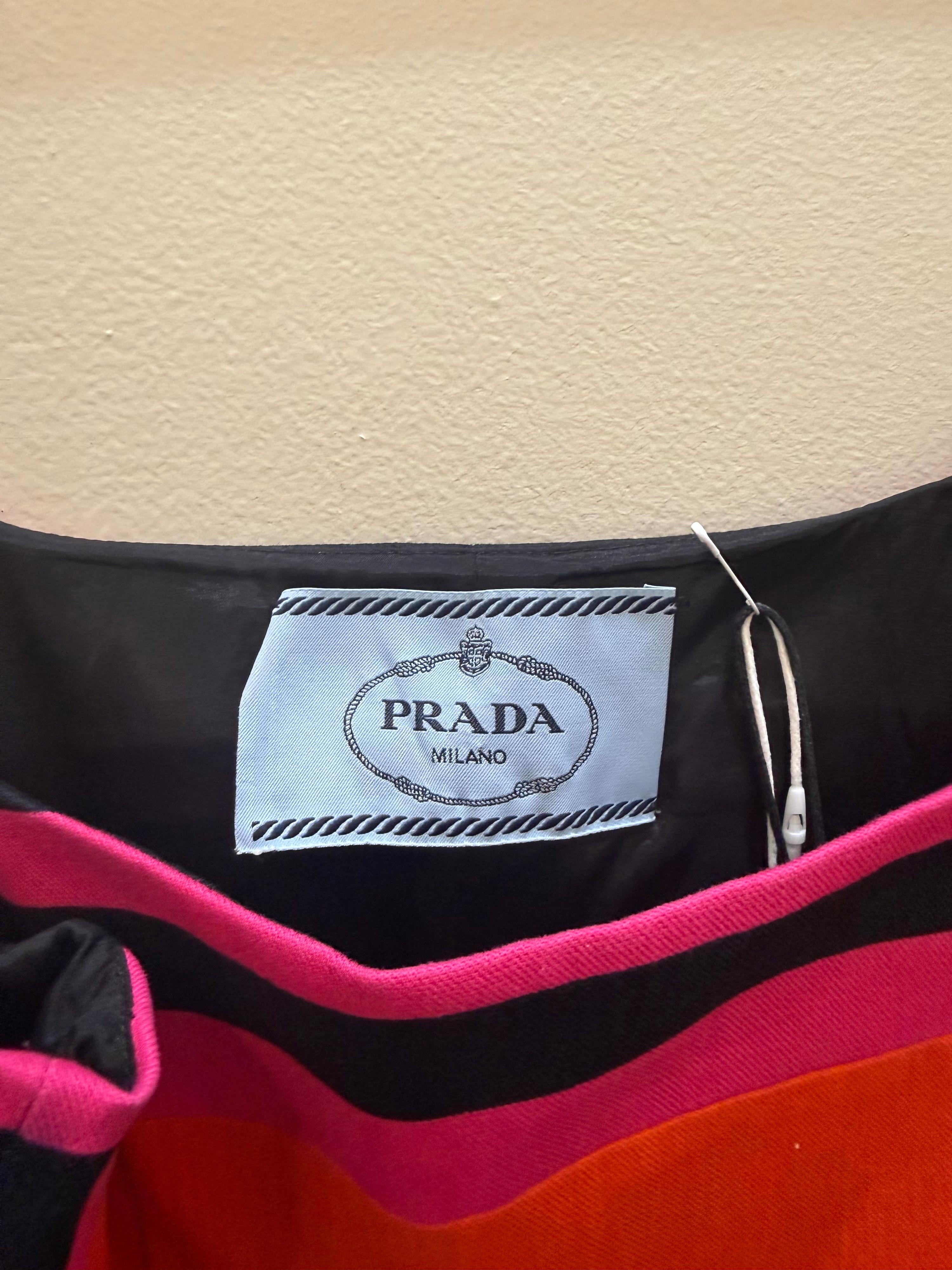 Prada Pnk/Ornge/Blk Stripe Dress 44 thumbnail 3