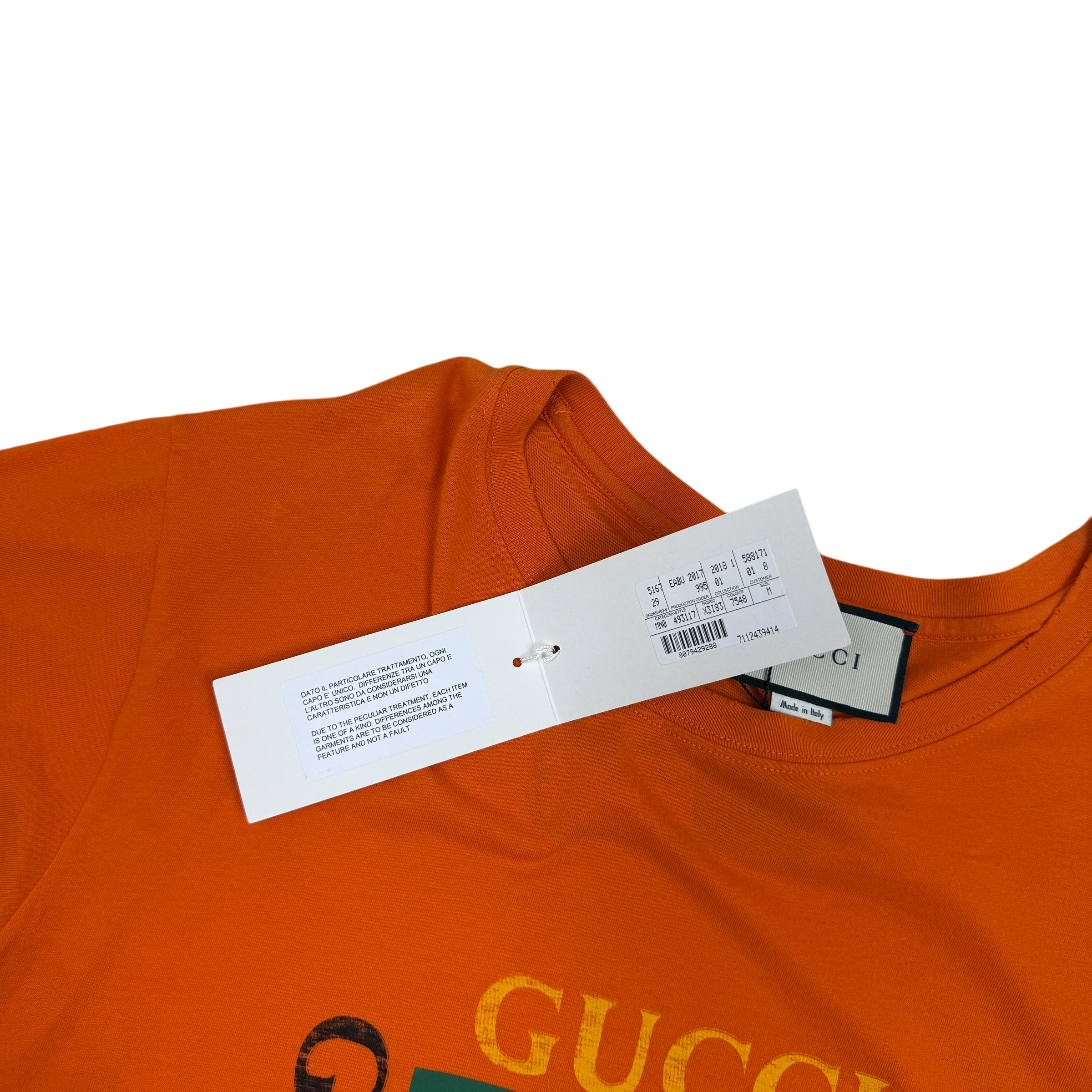Gucci 2018 Distressed Printed Cotton-Jersey T-Shirt Orange (Fits M-L) thumbnail 4