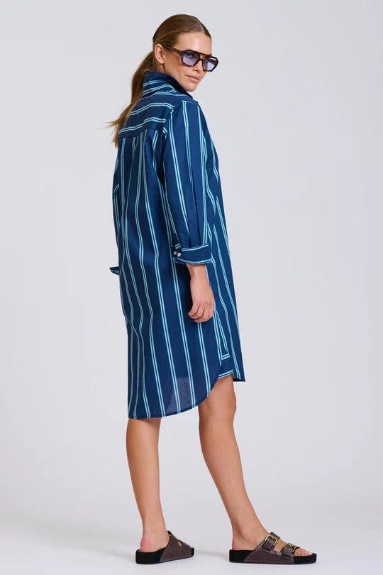 Shirty Navy Green Stripe Dress - XL thumbnail 2